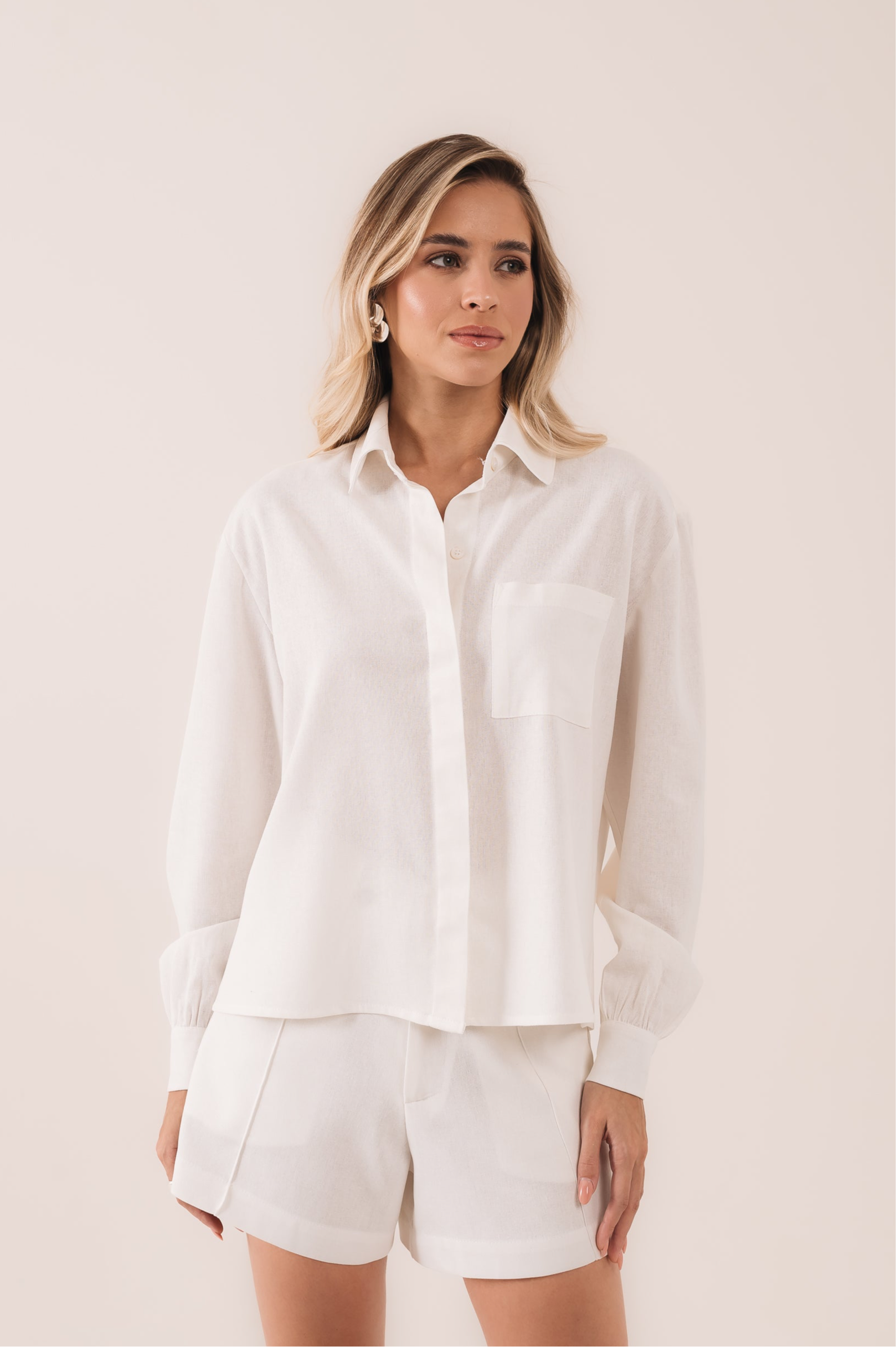 Camisa Linho Lari Off White Saphir