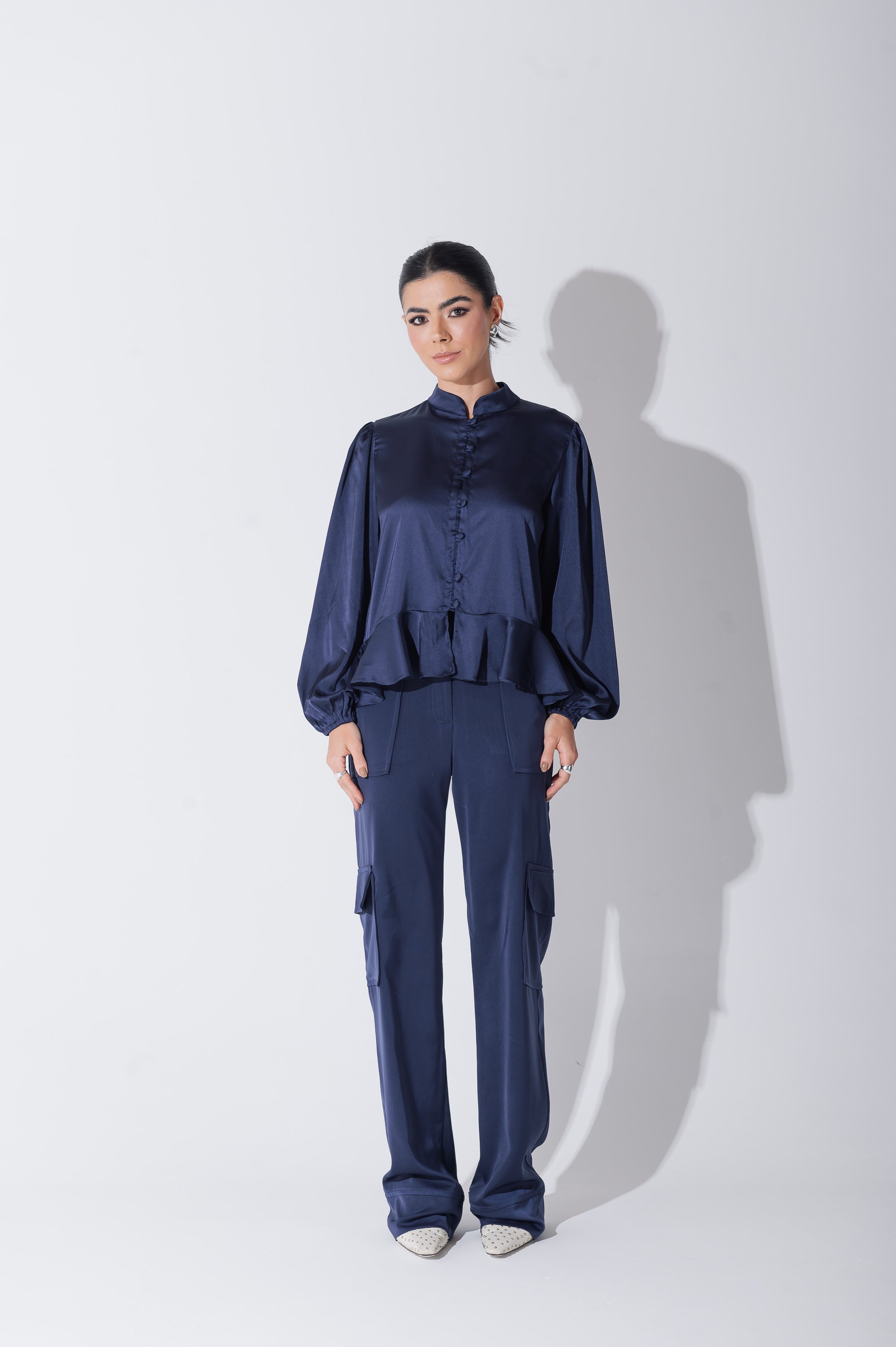Calça Cargo Alfaiataria Brunelle Azul Marinho Saphir