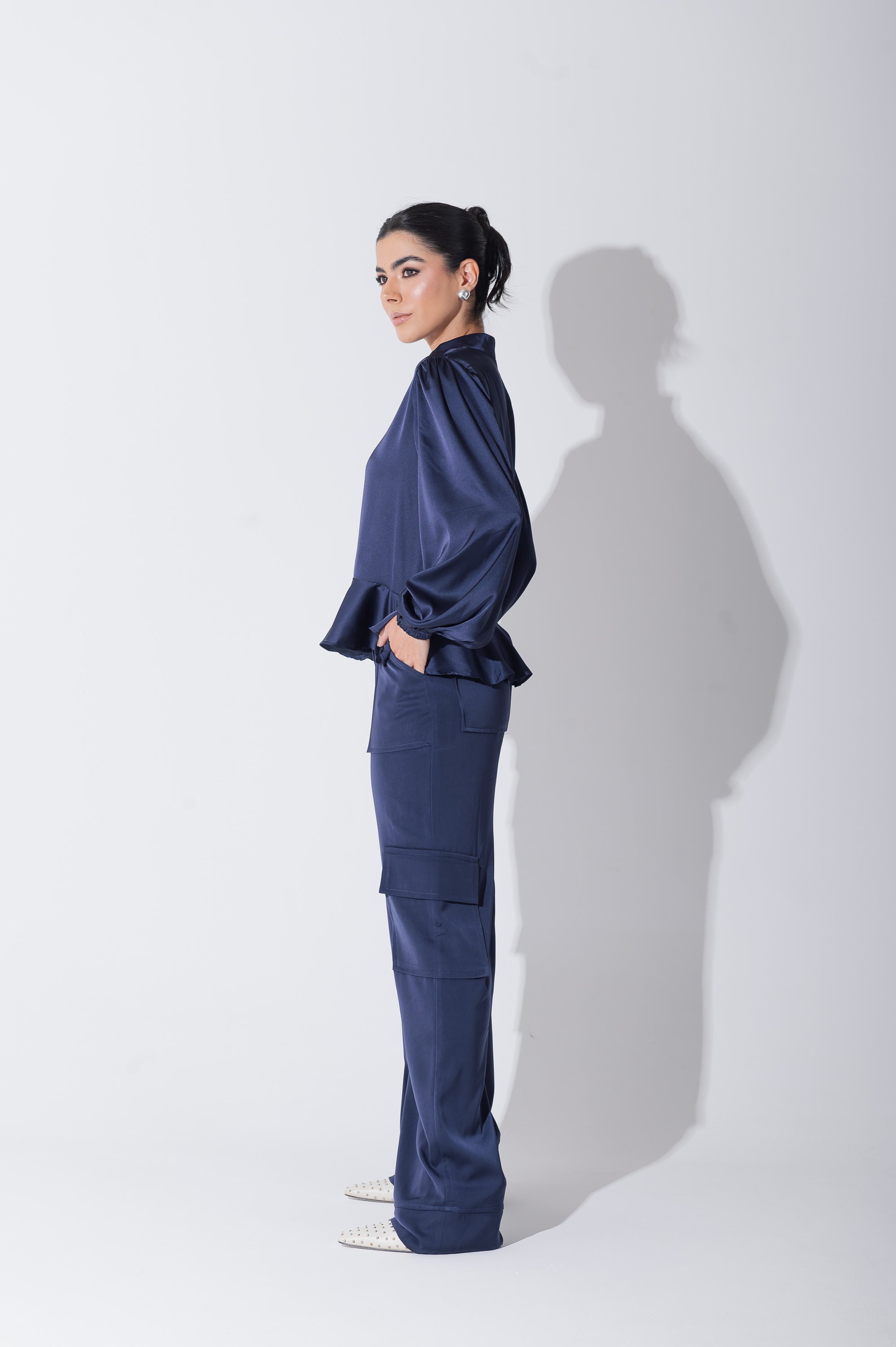 Calça Cargo Alfaiataria Brunelle Azul Marinho Saphir