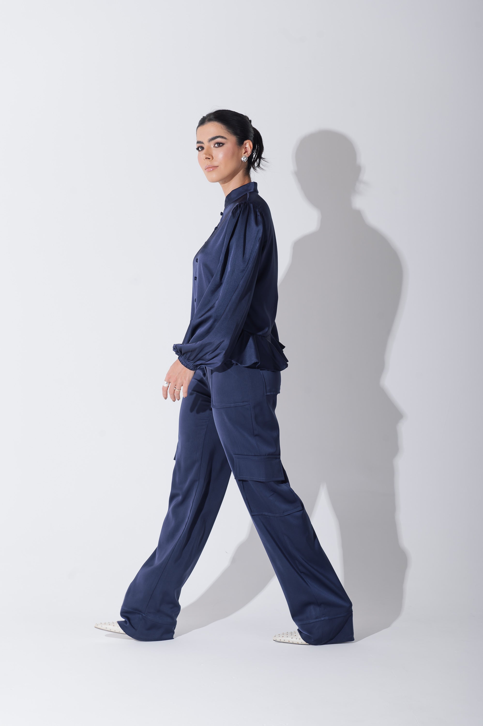 Calça Cargo Alfaiataria Brunelle Azul Marinho Saphir