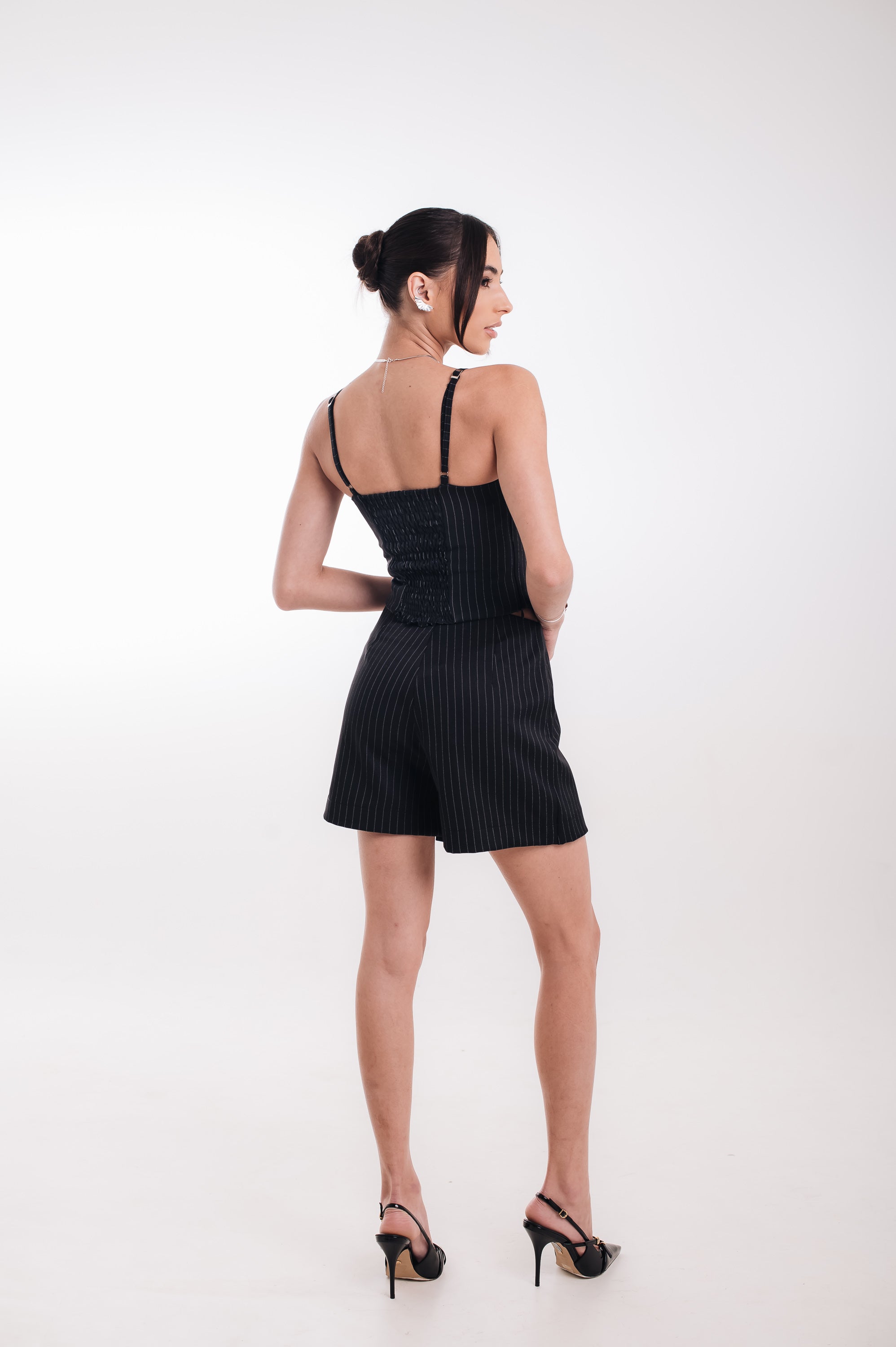 Short Saia Risca de Giz Anina Preto Saphir