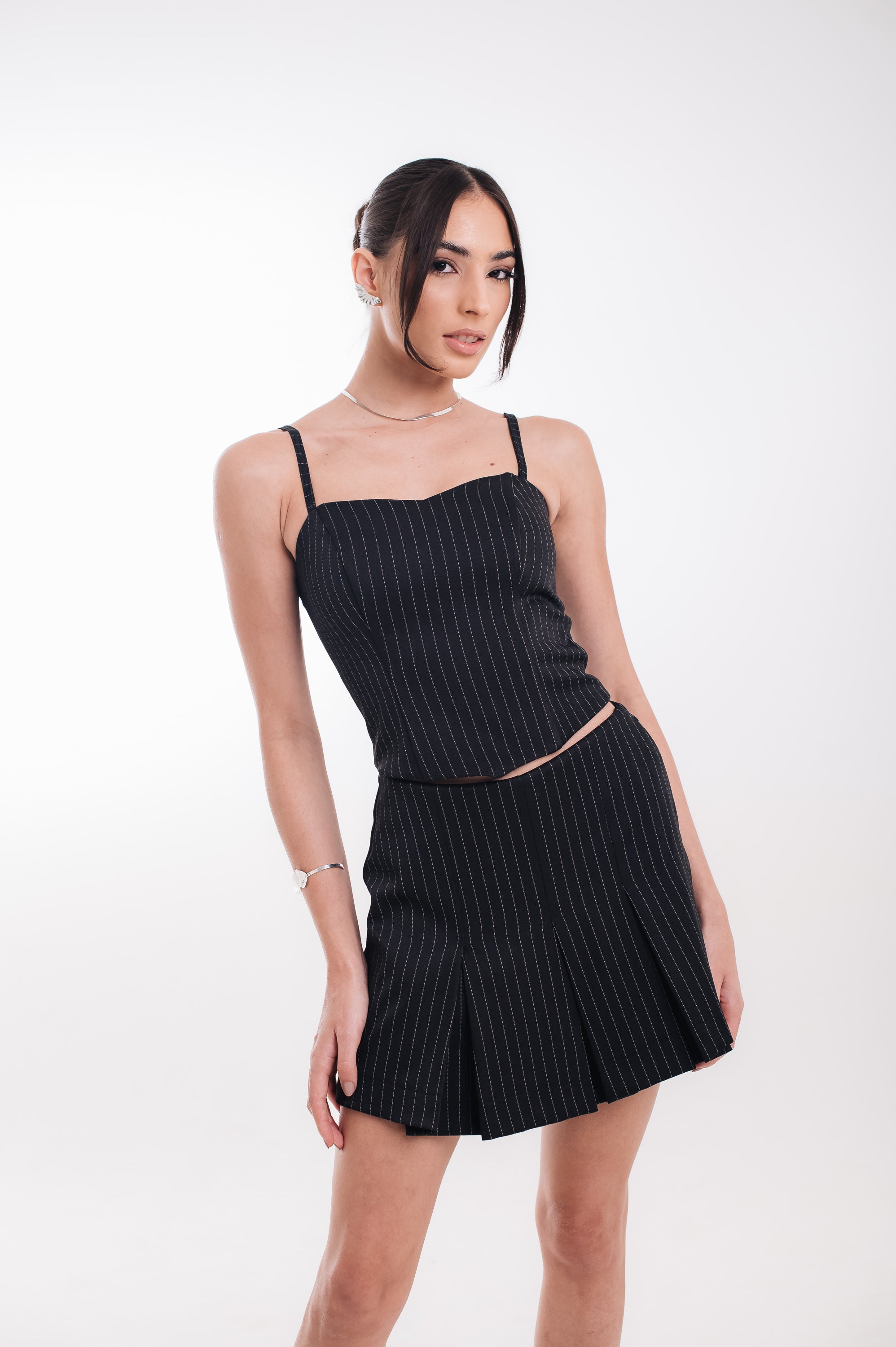 Short Saia Risca de Giz Anina Preto Saphir