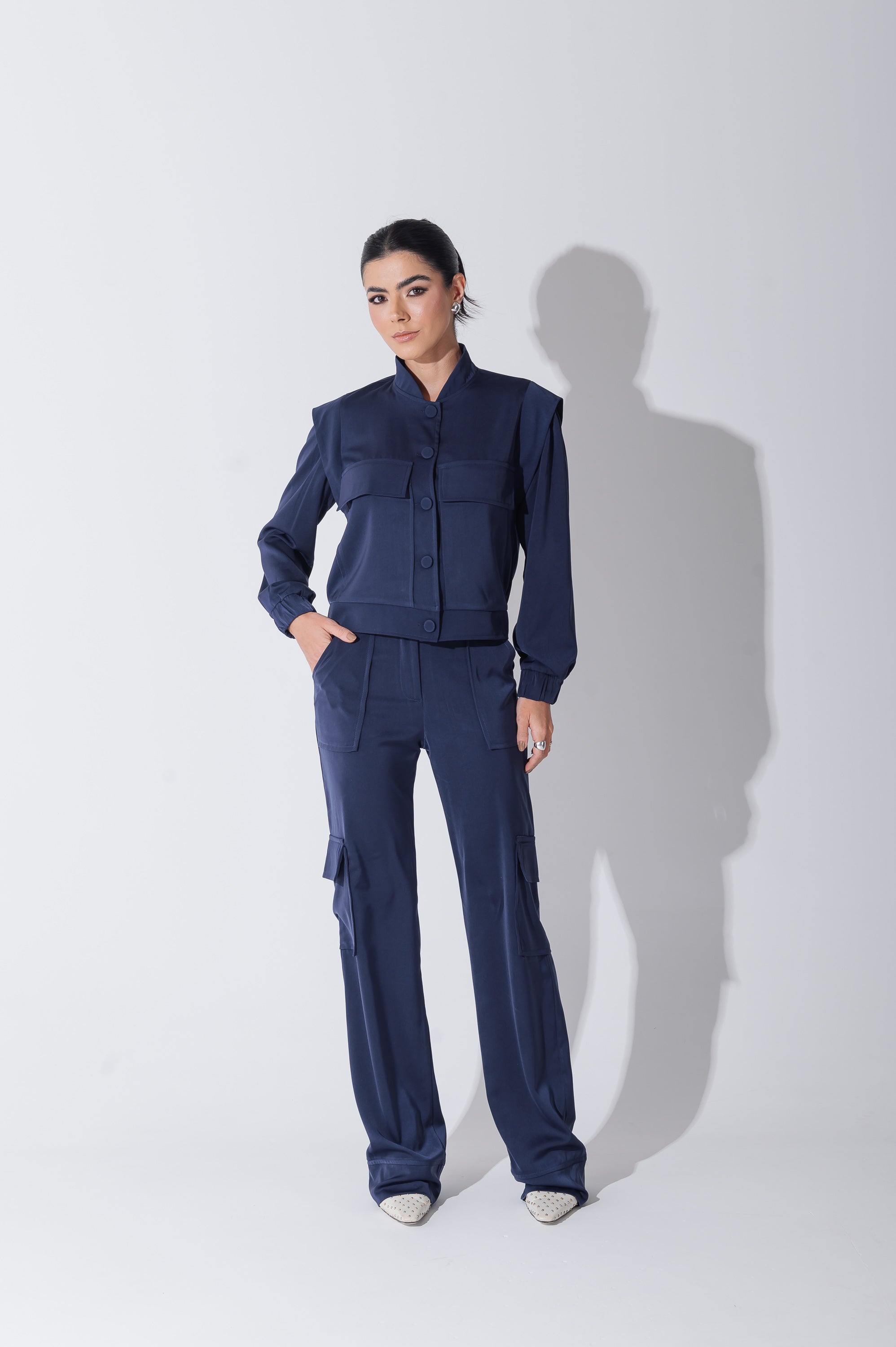 Calça Cargo Alfaiataria Brunelle Azul Marinho Saphir