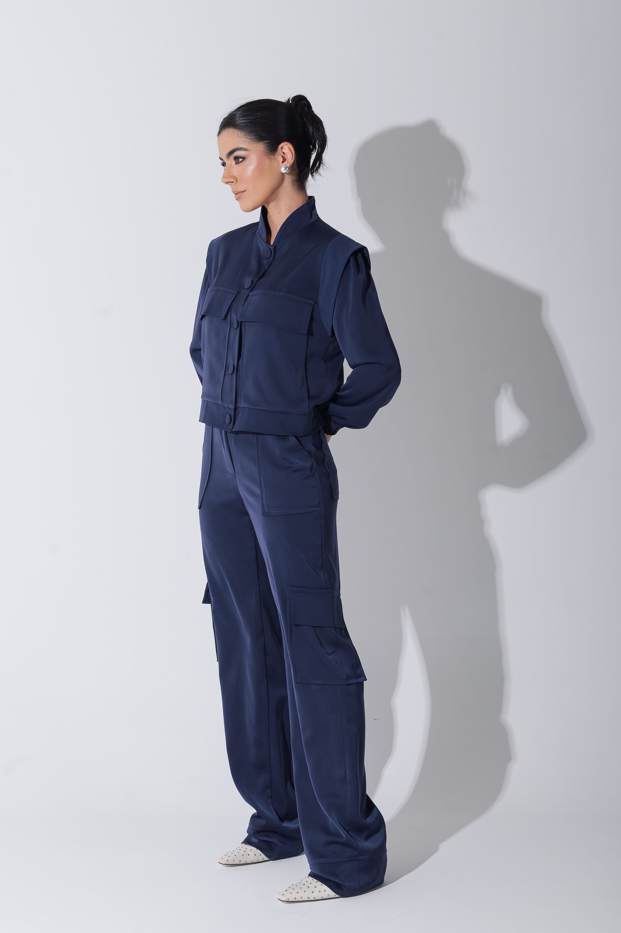 Calça Cargo Alfaiataria Brunelle Azul Marinho Saphir