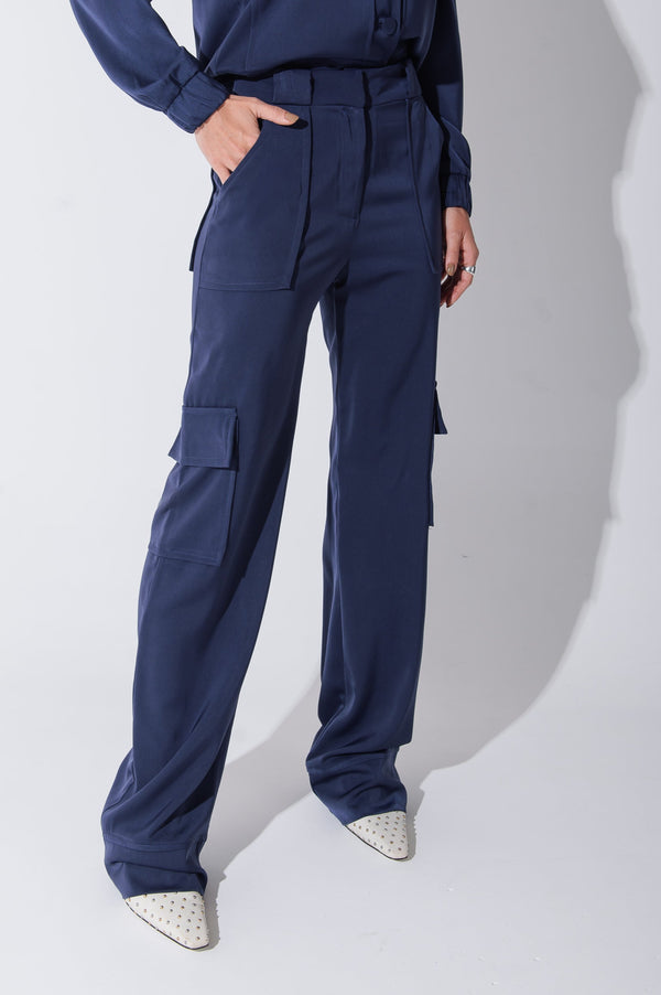 Calça Cargo Alfaiataria Brunelle Azul Marinho Saphir