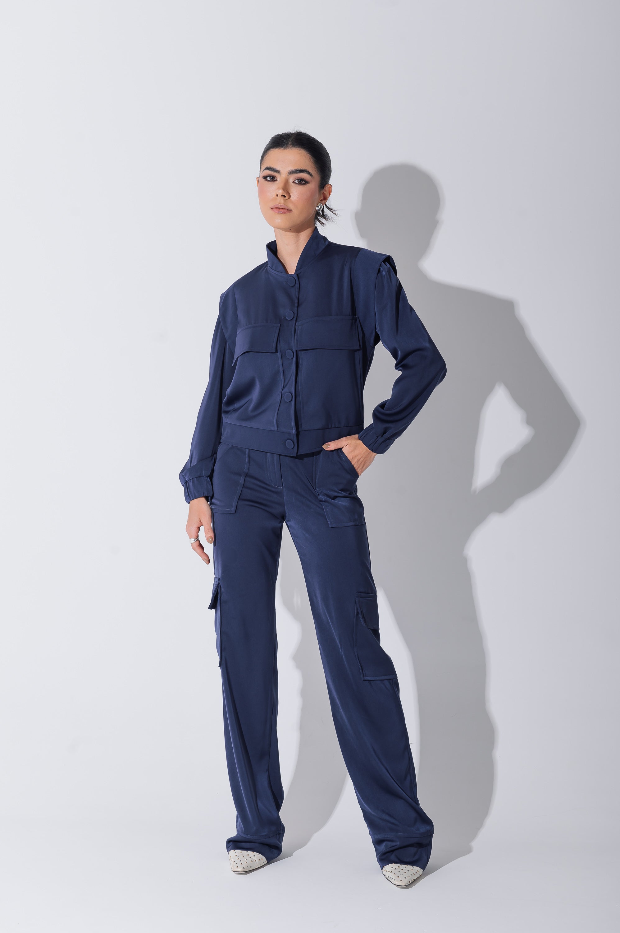 Calça Cargo Alfaiataria Brunelle Azul Marinho Saphir