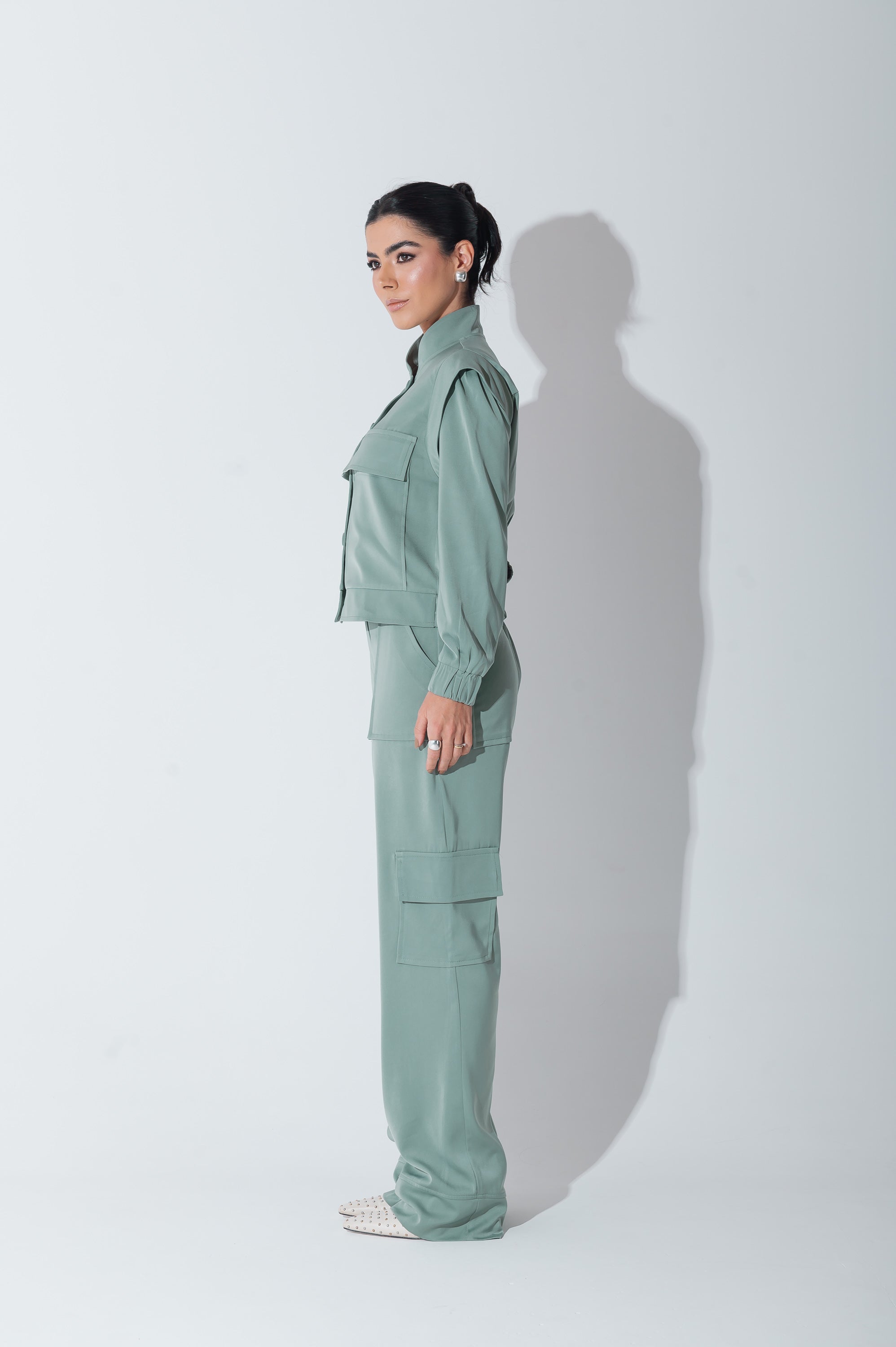 Jaqueta Bomber Alfaiataria Carol Verde Menta Saphir