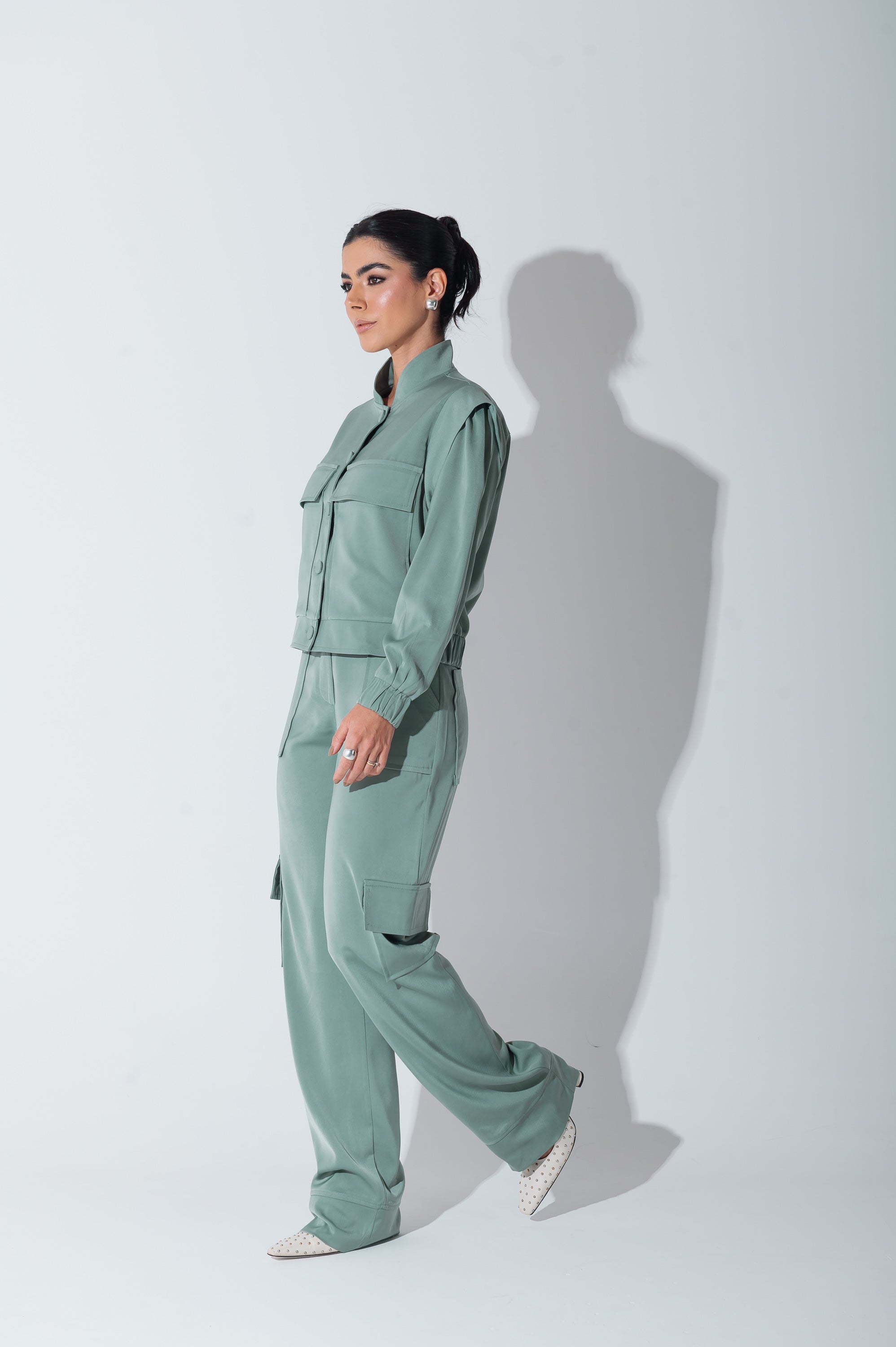 Jaqueta Bomber Alfaiataria Carol Verde Menta Saphir