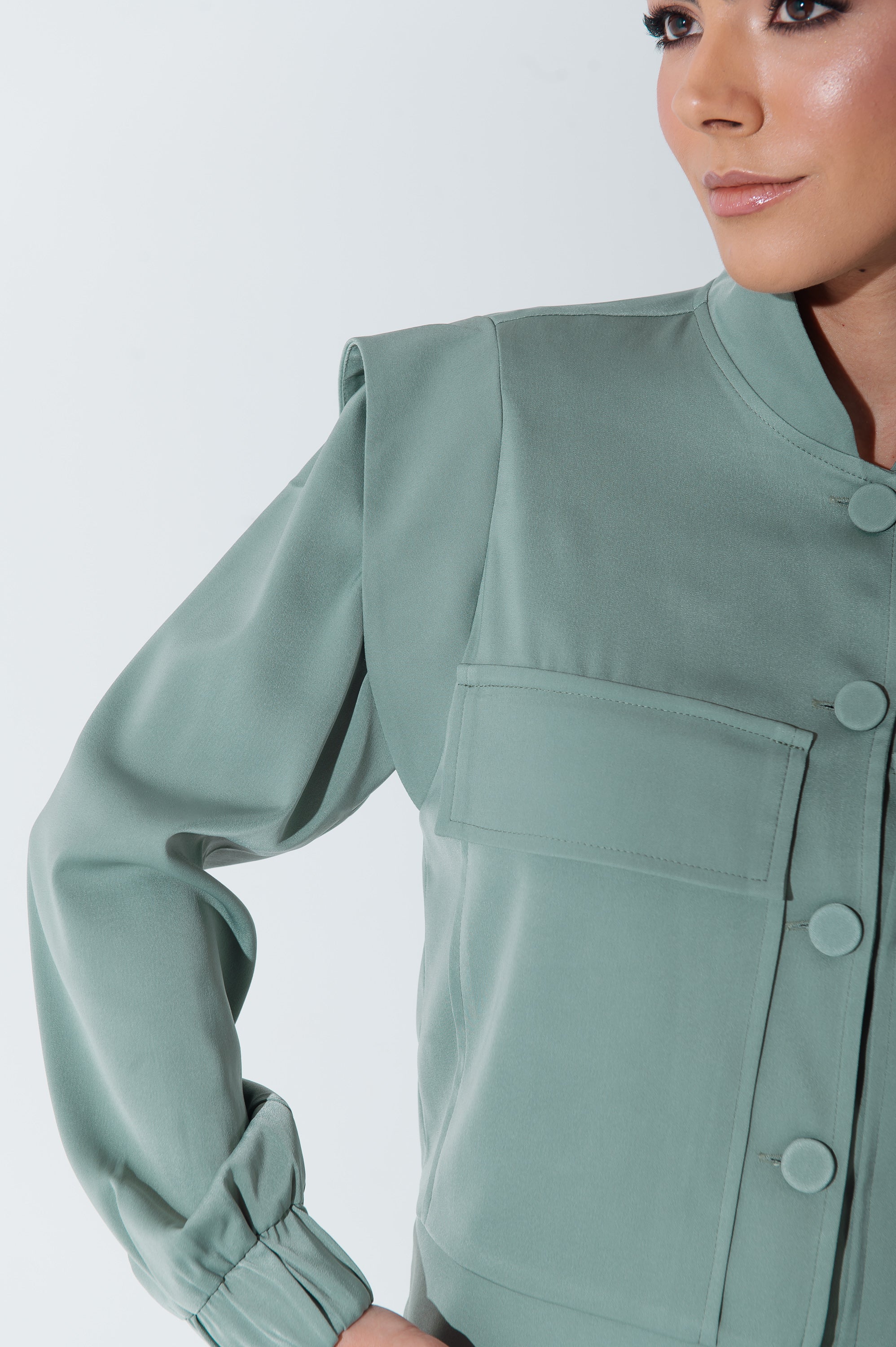 Jaqueta Bomber Alfaiataria Carol Verde Menta Saphir