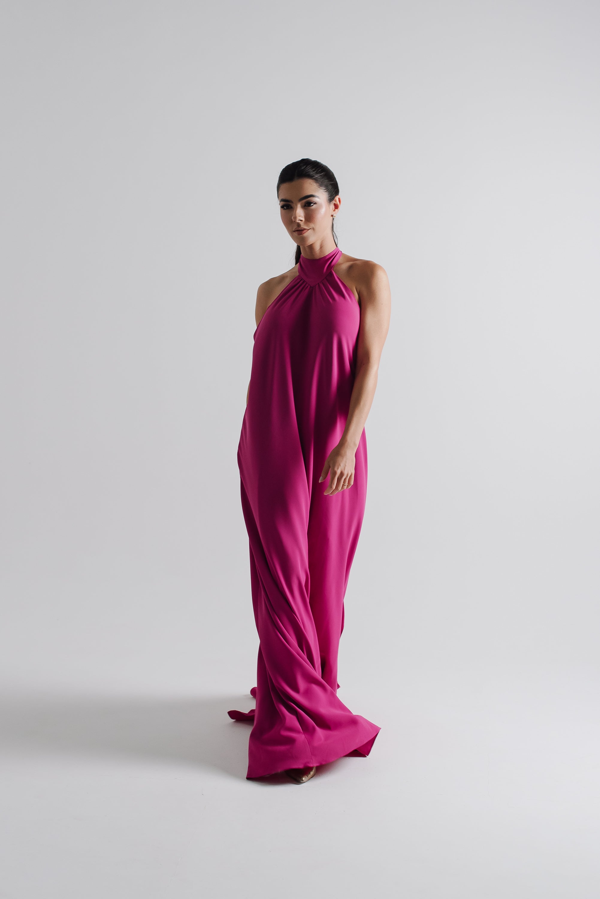 Vestido Frente Única Longo Mariana Fúcsia Saphir