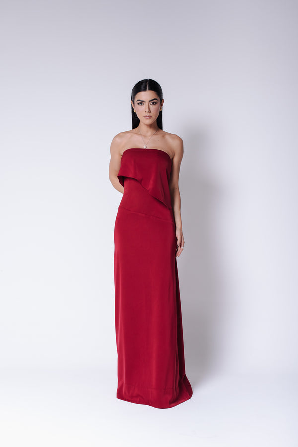 Vestido Longo Alfaiataria Tereza Cereja Saphir