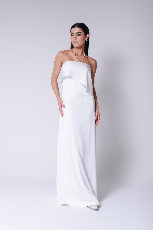 Vestido Longo Alfaiataria Tereza Off White Saphir