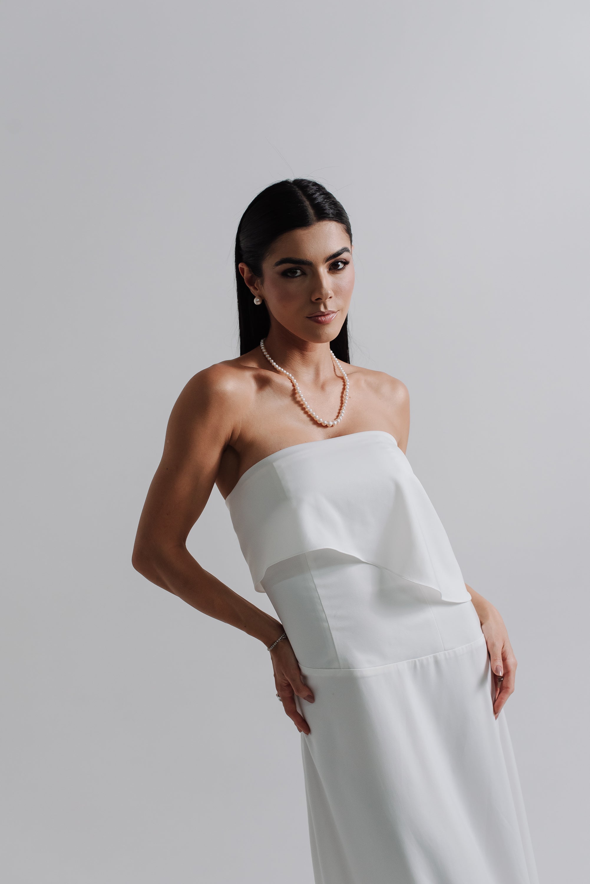 Vestido Longo Alfaiataria Tereza Off White Saphir