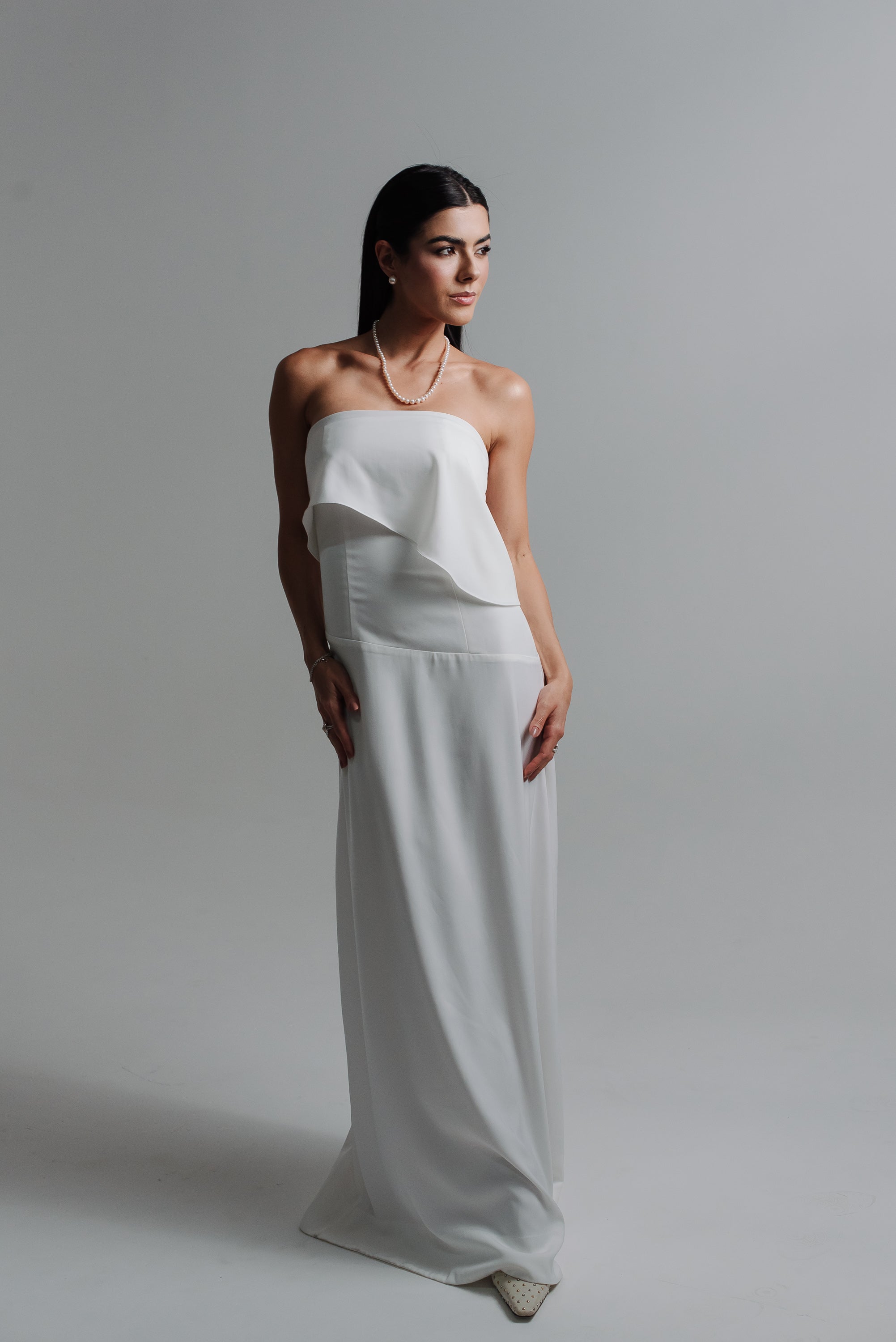 Vestido Longo Alfaiataria Tereza Off White Saphir