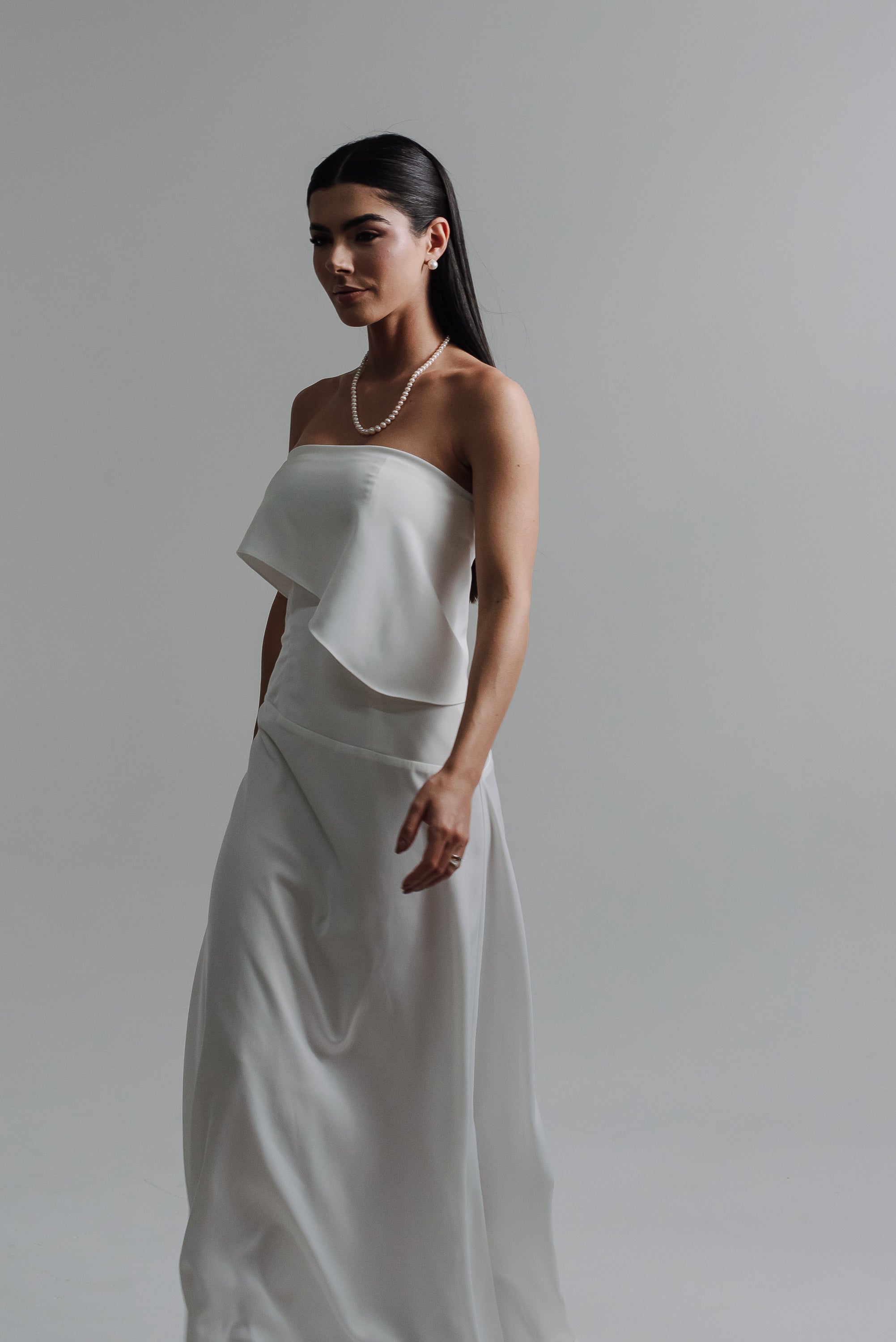 Vestido Longo Alfaiataria Tereza Off White Saphir