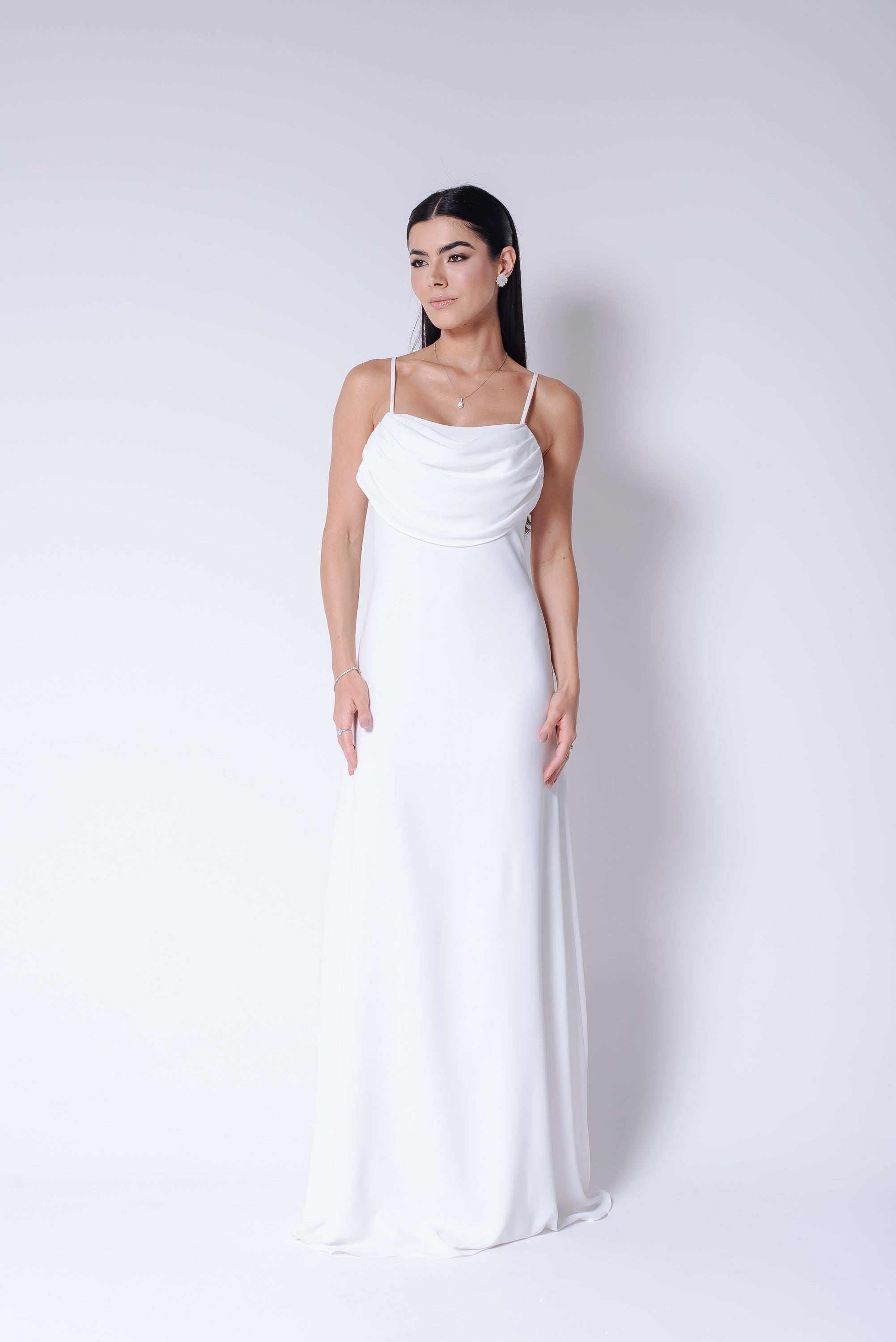 Vestido Longo Fluido Zélia Off White Saphir – SAPHIR