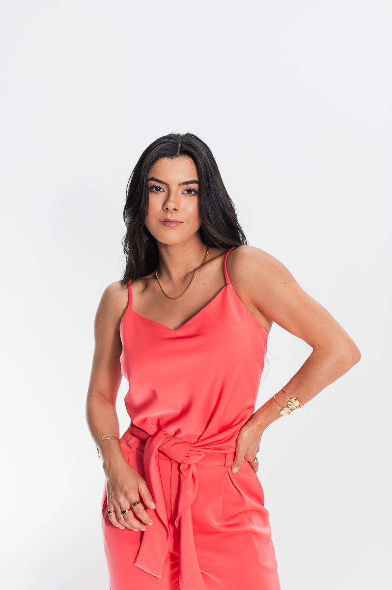 Blusa Amarração Ayla Coral Saphir