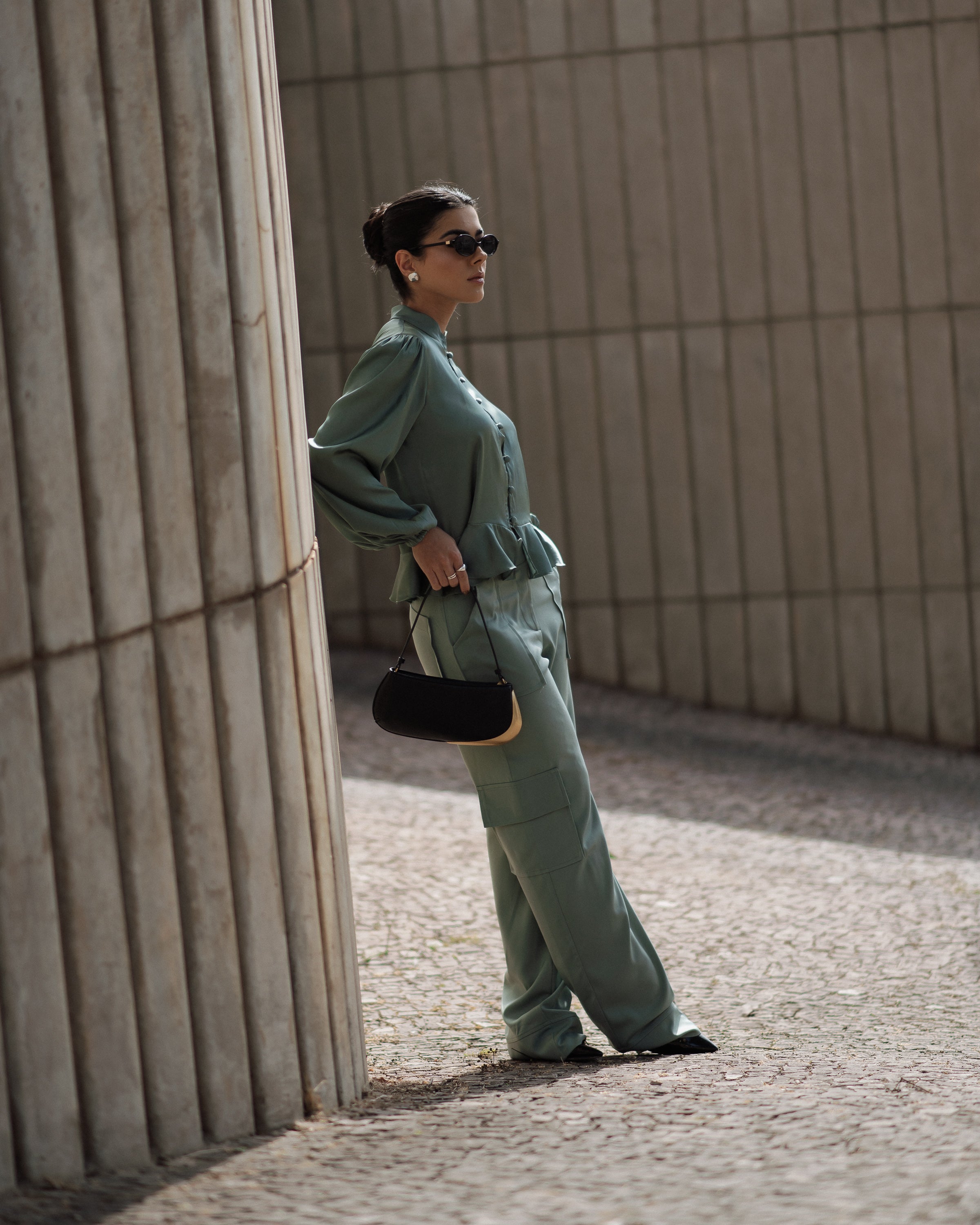 Camisa Acetinada Lisandra Verde Menta Saphir