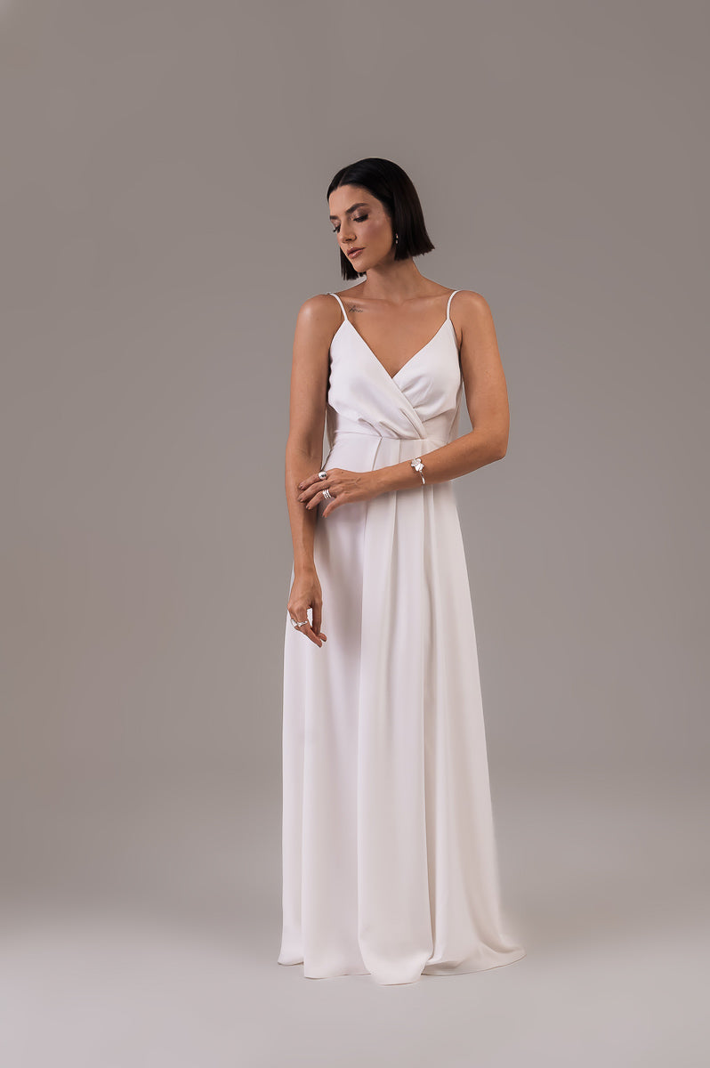 Vestido Longo Decote Costas Regina Off White Saphir