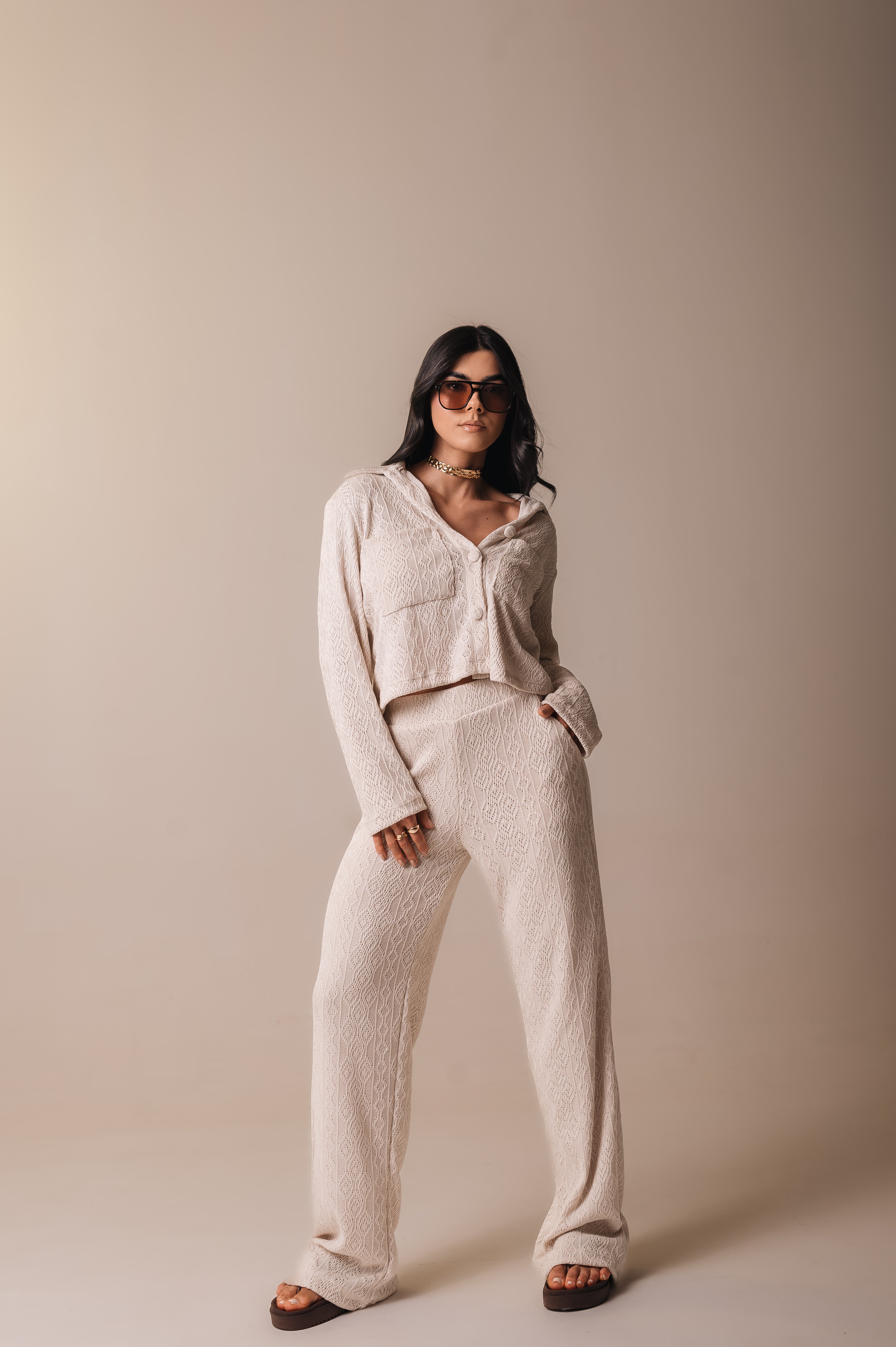 Camisa Tricot Luiza Areia Saphir