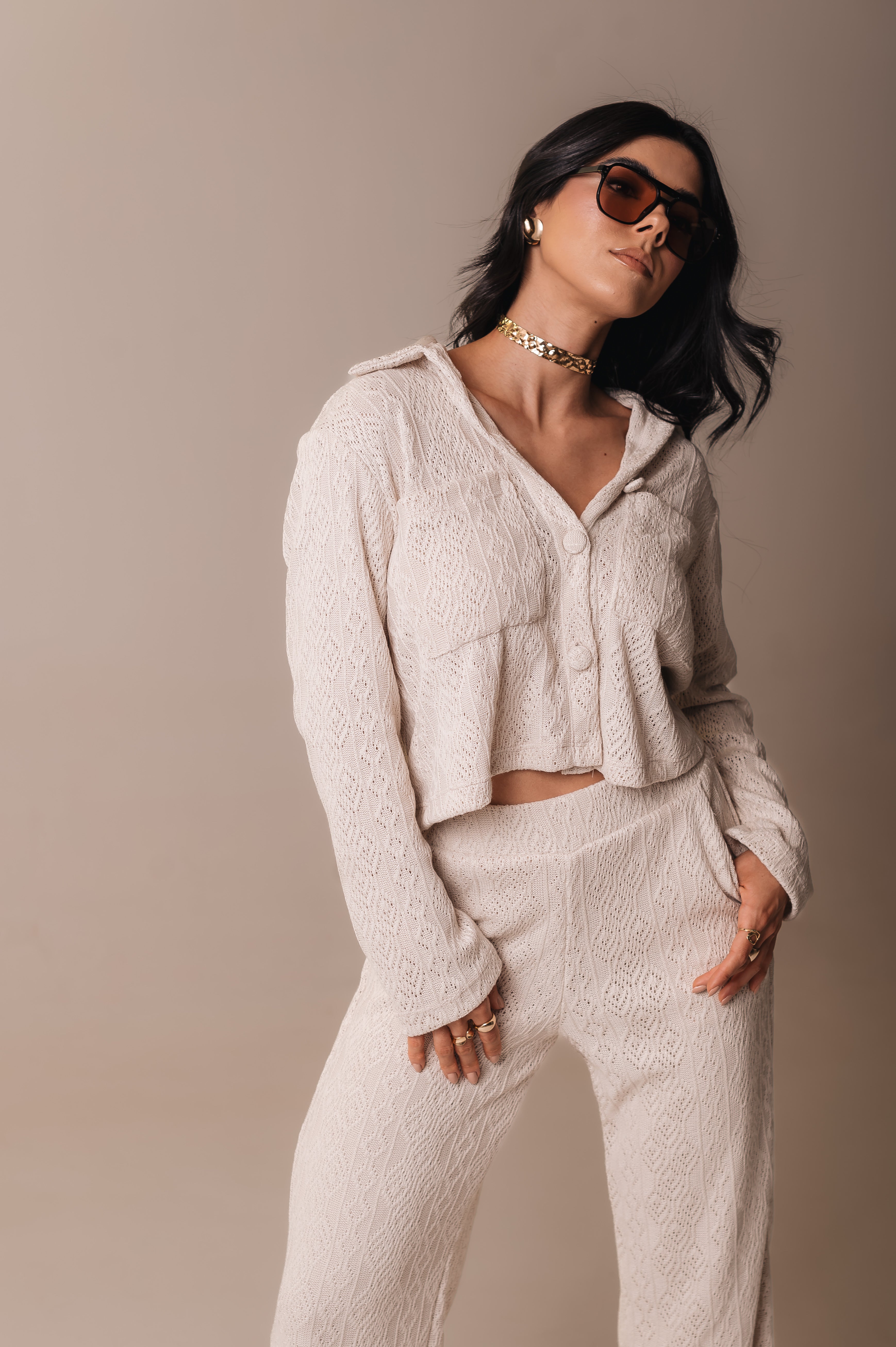 Camisa Tricot Luiza Areia Saphir