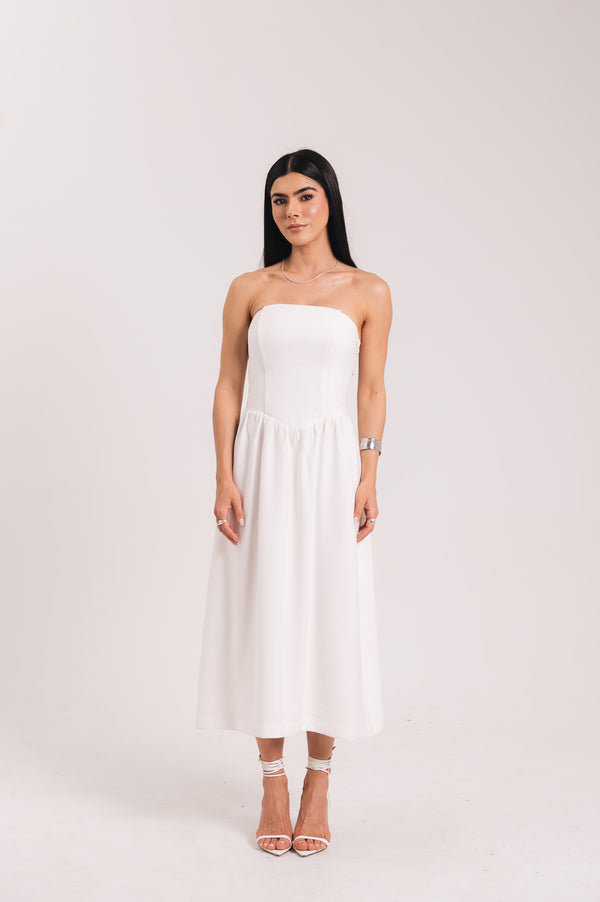 Vestido Midi Moniz Off White Saphir