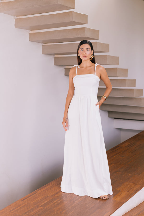 Vestido Longo Alfaiataria Marcelle Off White Saphir