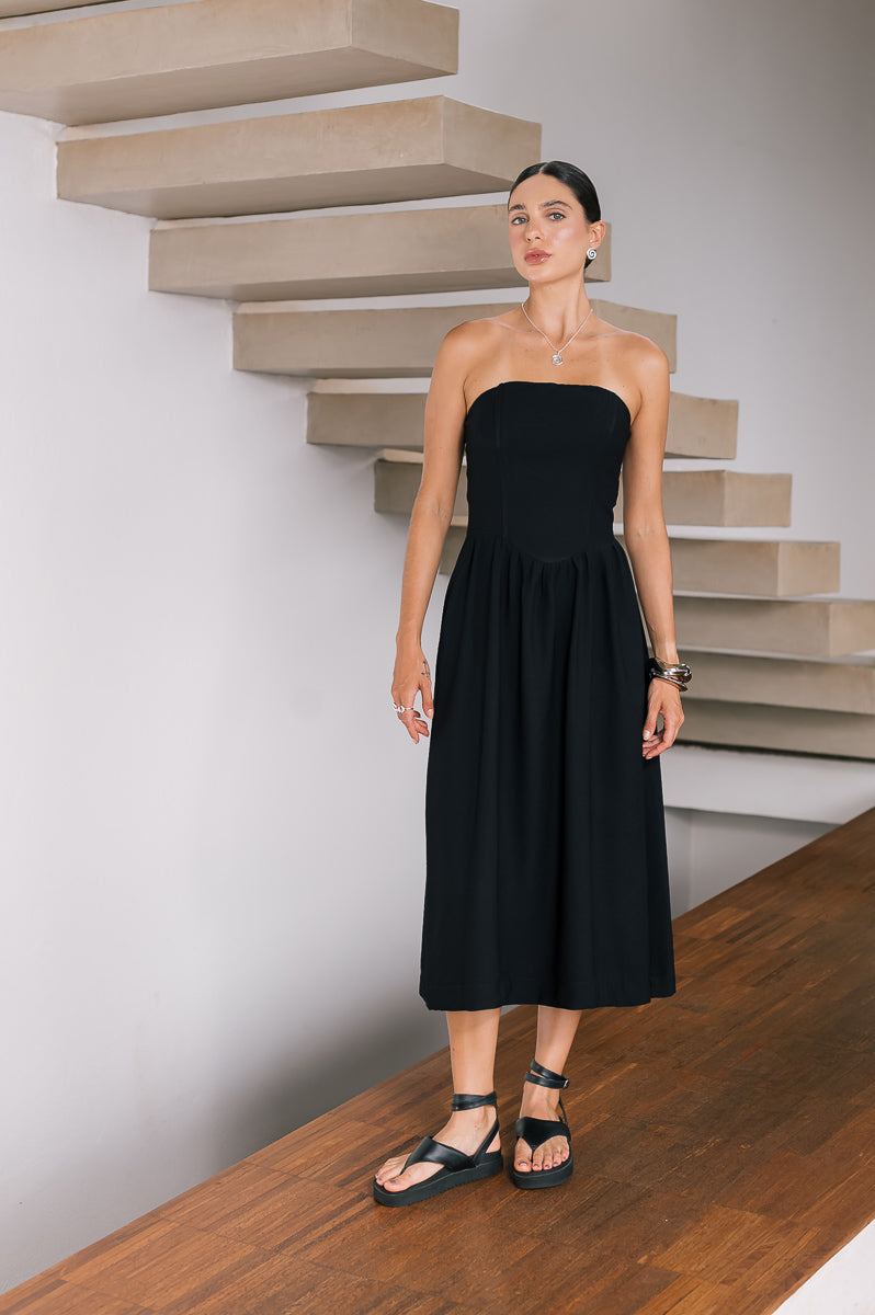 Vestido Midi Moniz Preto Saphir