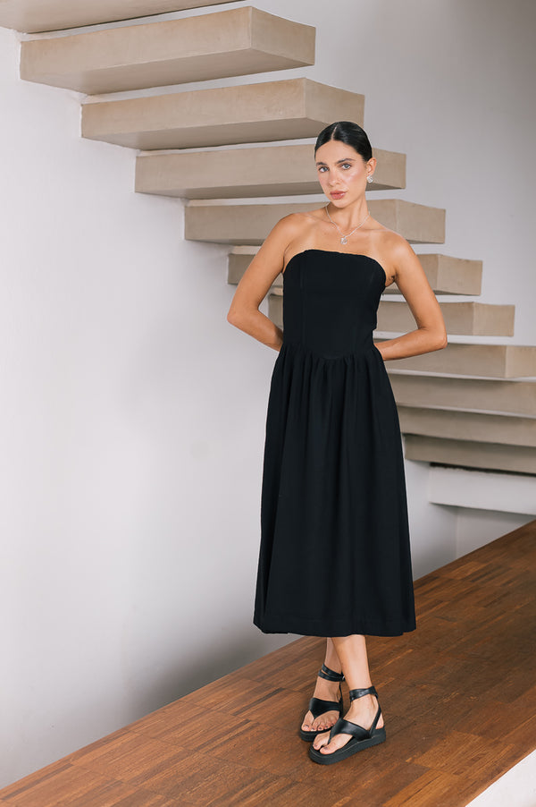 Vestido Midi Moniz Preto Saphir