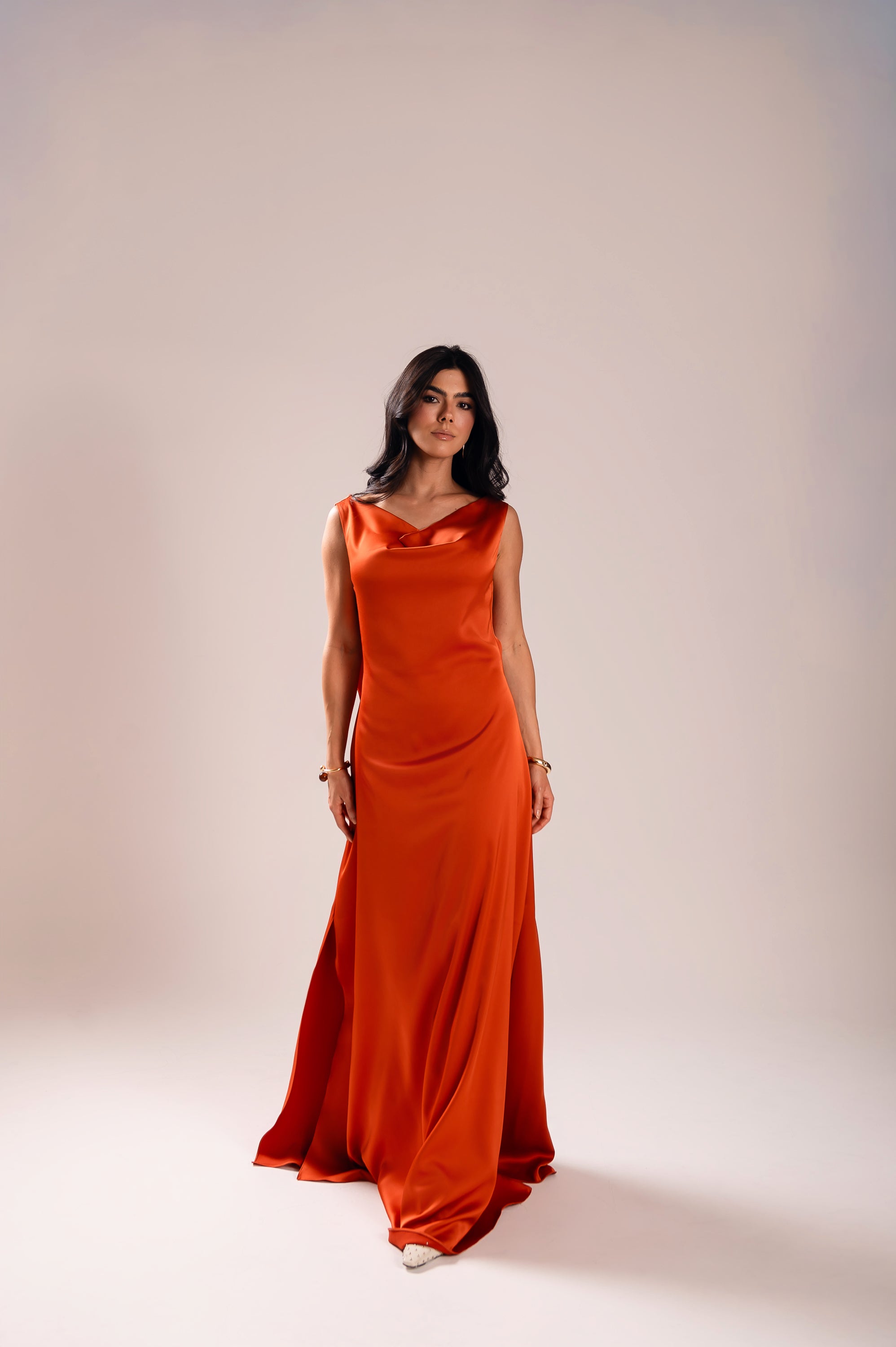 Vestido Longo Alfaiataria Gabrielle Terracota Saphir