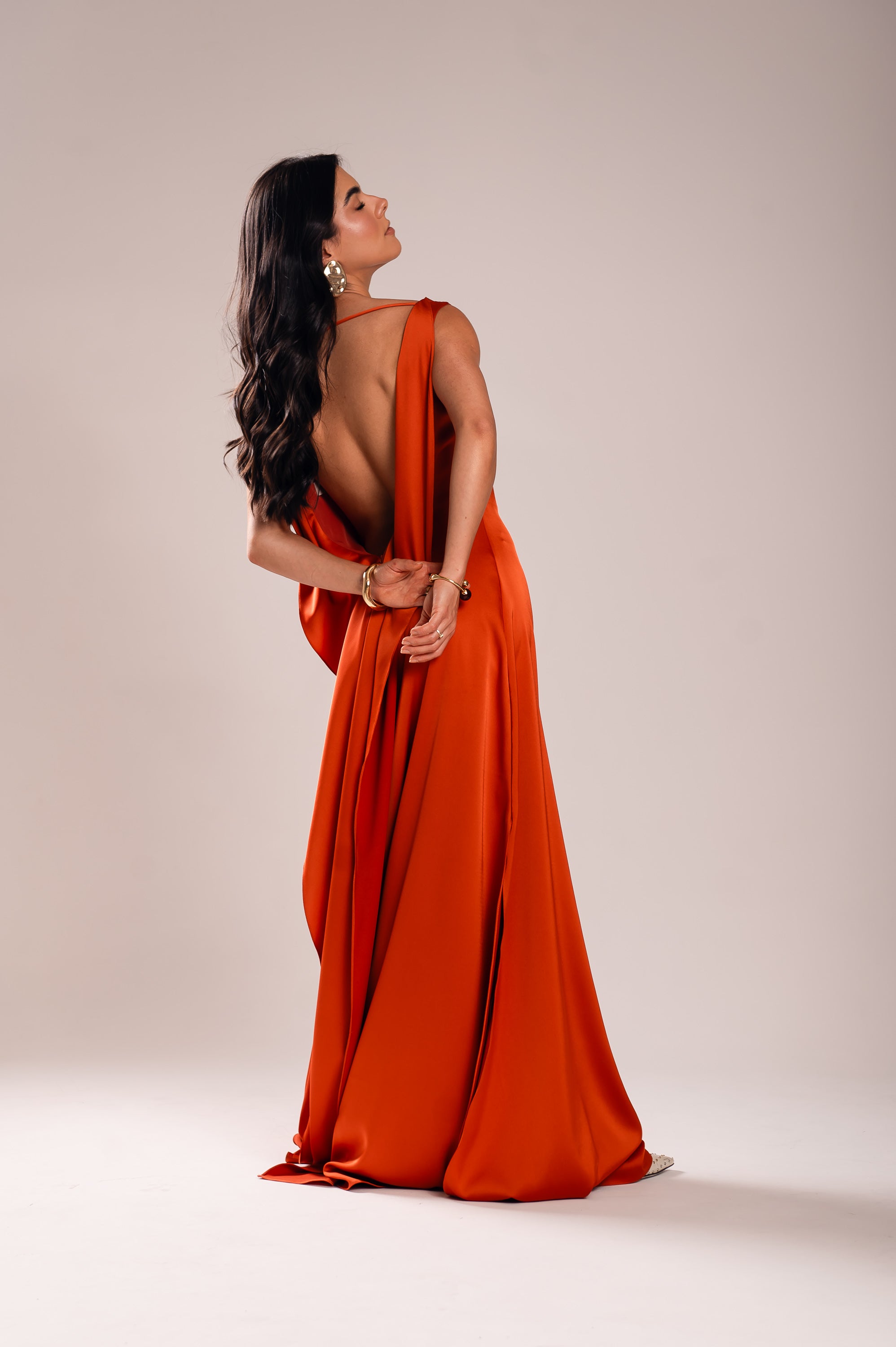 Vestido Longo Alfaiataria Gabrielle Terracota Saphir
