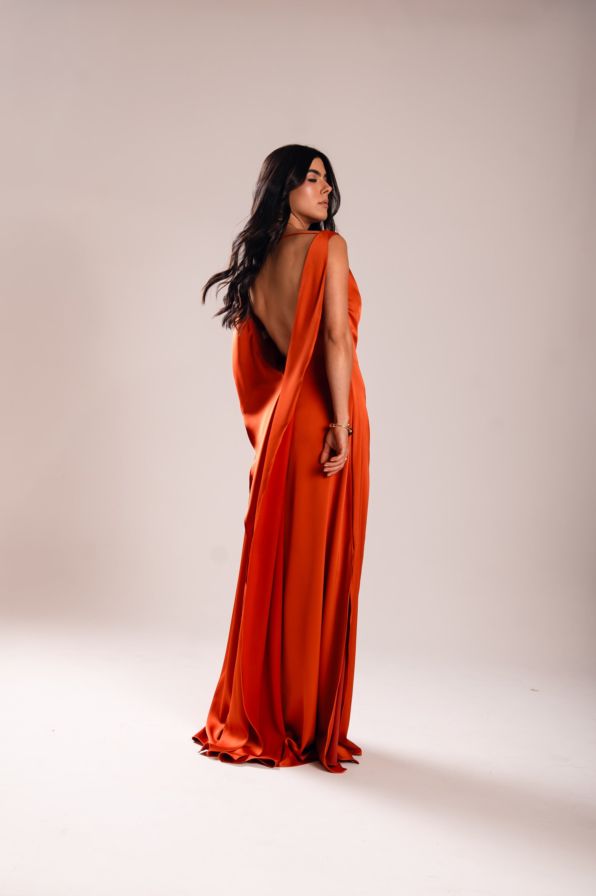Vestido Longo Alfaiataria Gabrielle Terracota Saphir