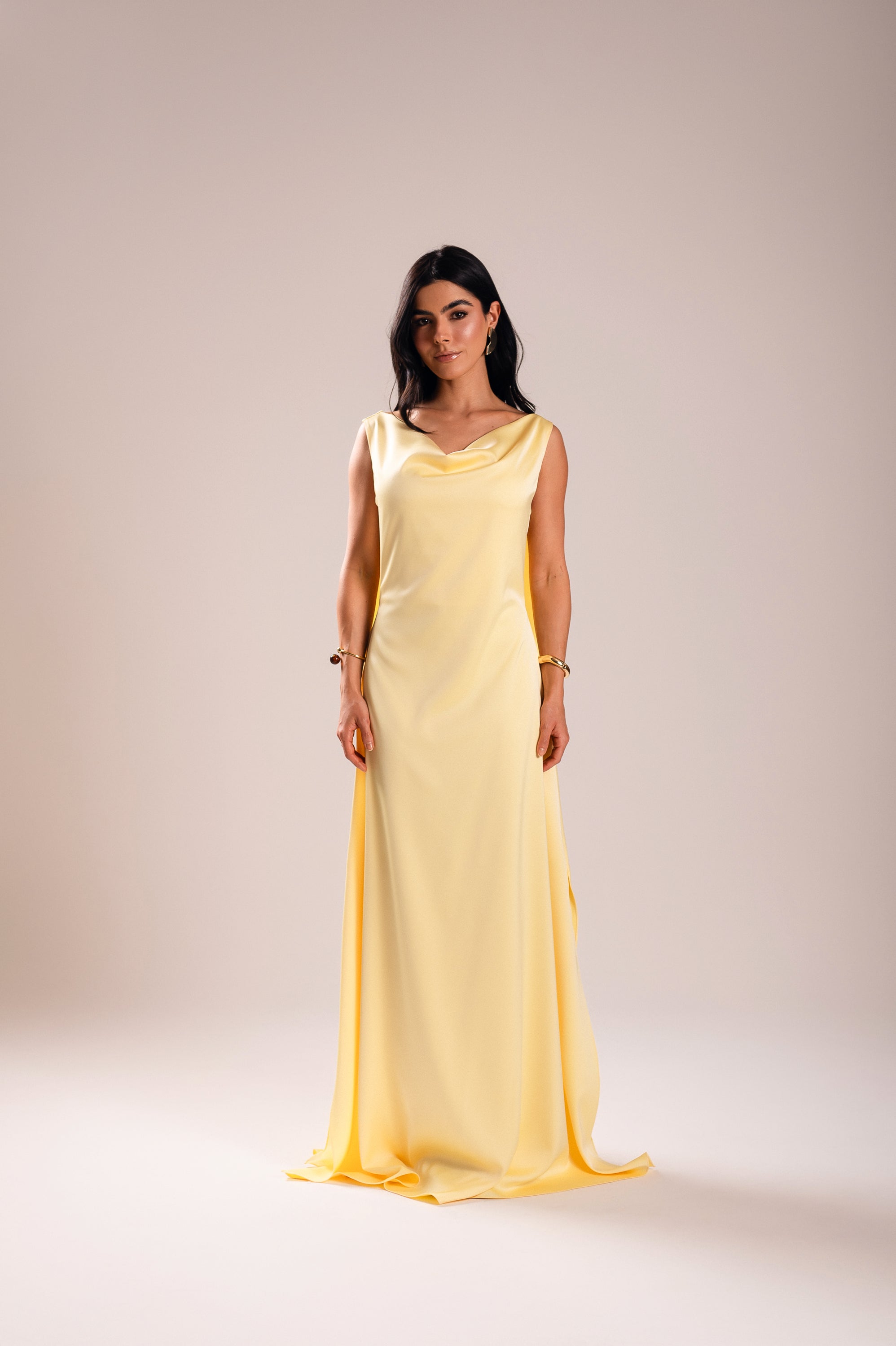 Vestido Longo Alfaiataria Gabrielle Amarelo Manteiga Saphir