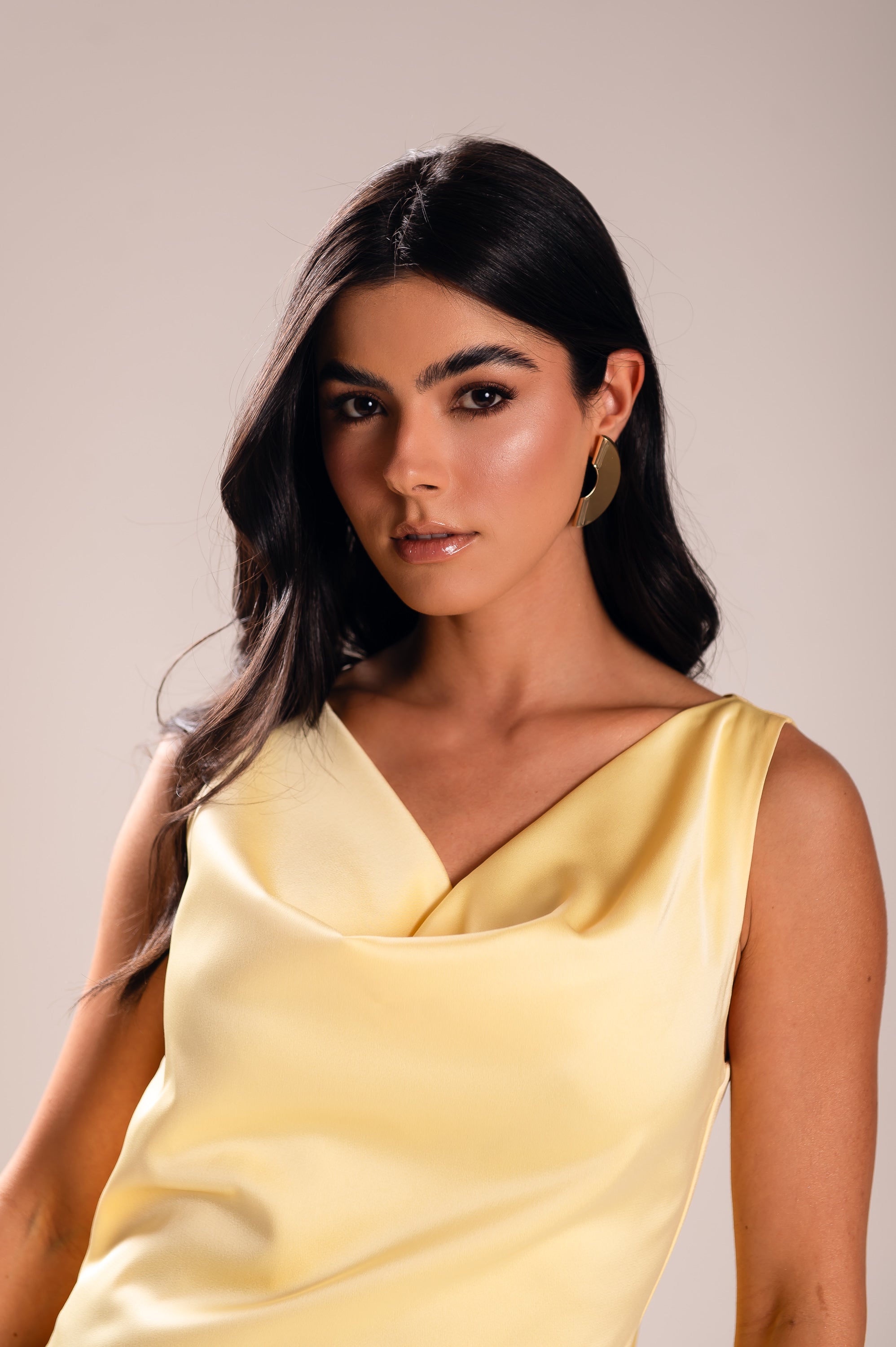 Vestido Longo Alfaiataria Gabrielle Amarelo Manteiga Saphir