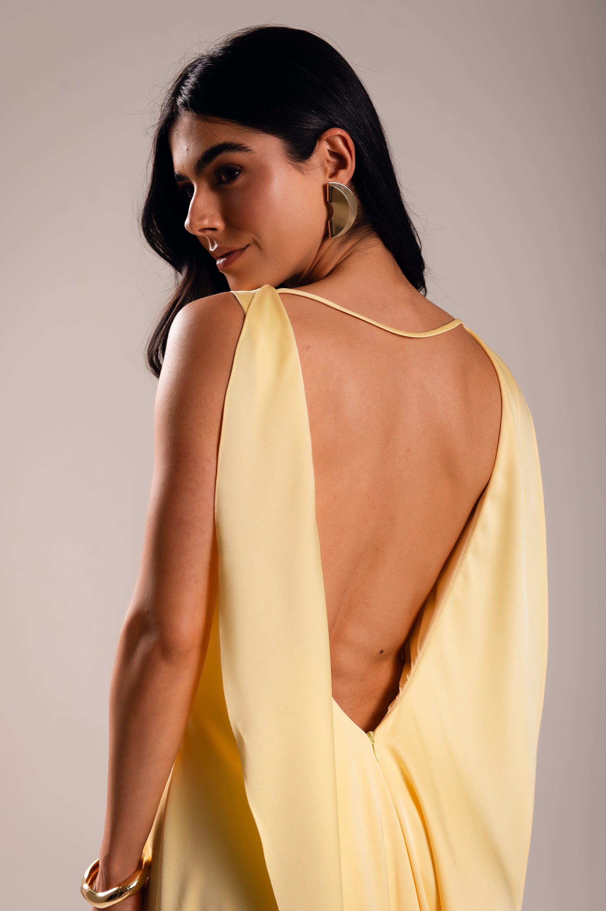 Vestido Longo Alfaiataria Gabrielle Amarelo Manteiga Saphir