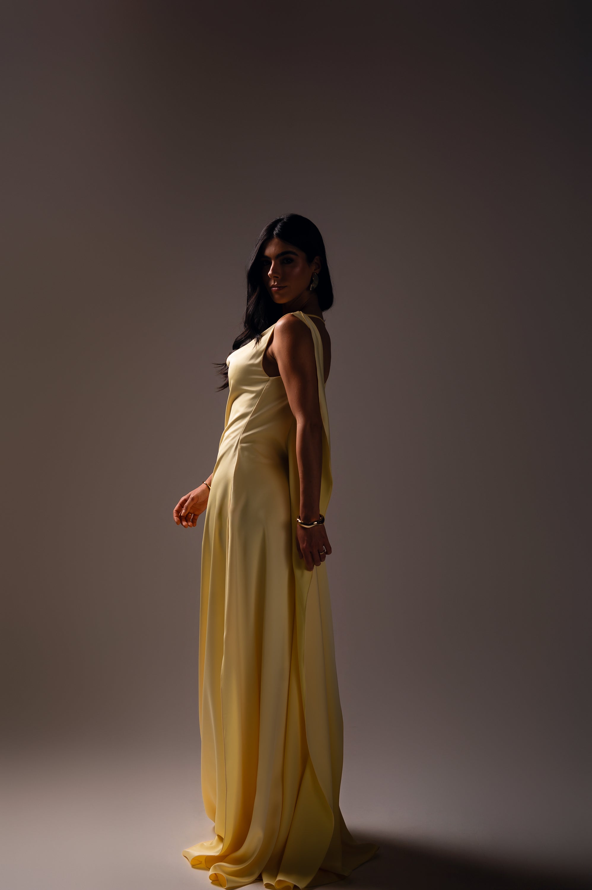 Vestido Longo Alfaiataria Gabrielle Amarelo Manteiga Saphir