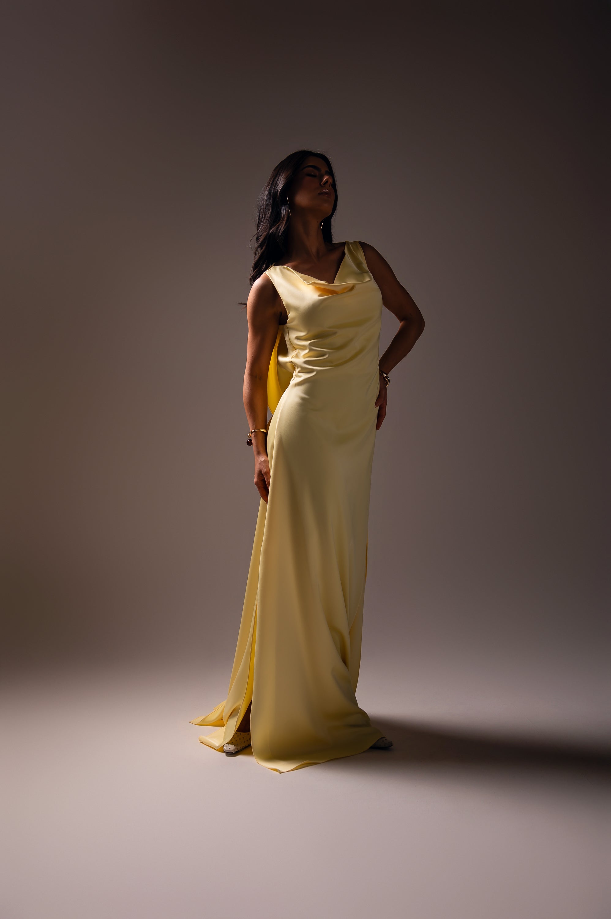 Vestido Longo Alfaiataria Gabrielle Amarelo Manteiga Saphir