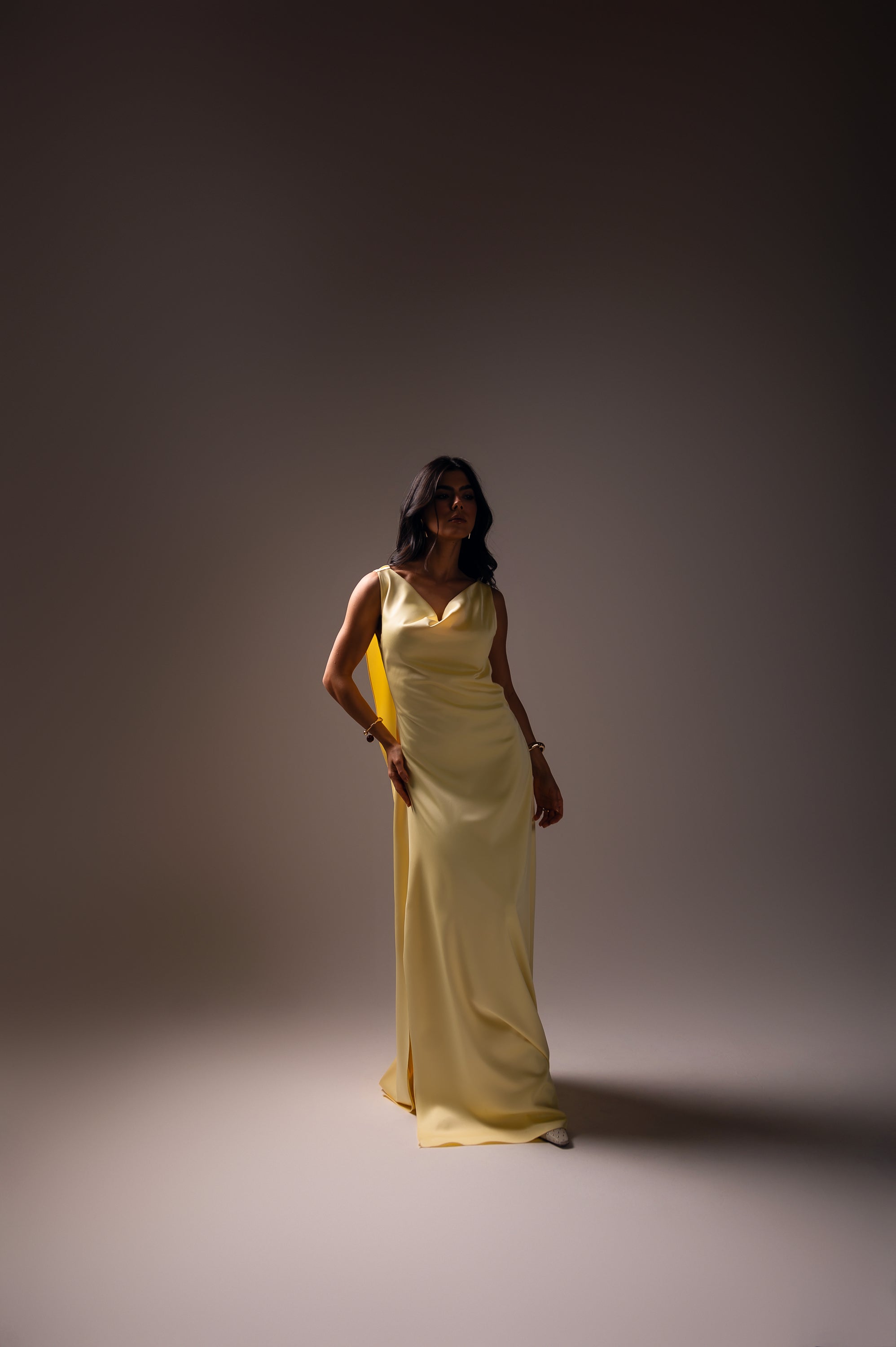 Vestido Longo Alfaiataria Gabrielle Amarelo Manteiga Saphir