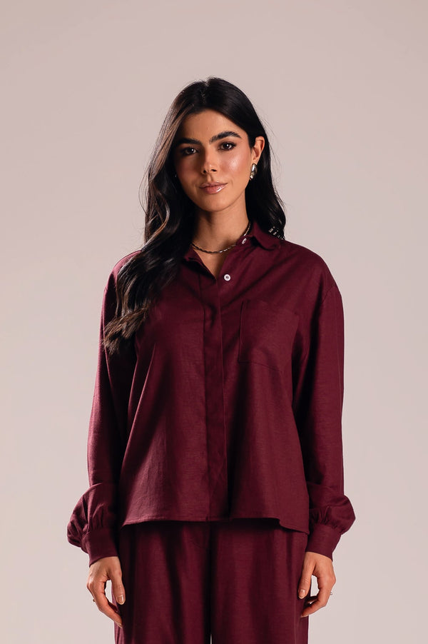 Camisa Linho Lari Uva Saphir (Pré-Venda)