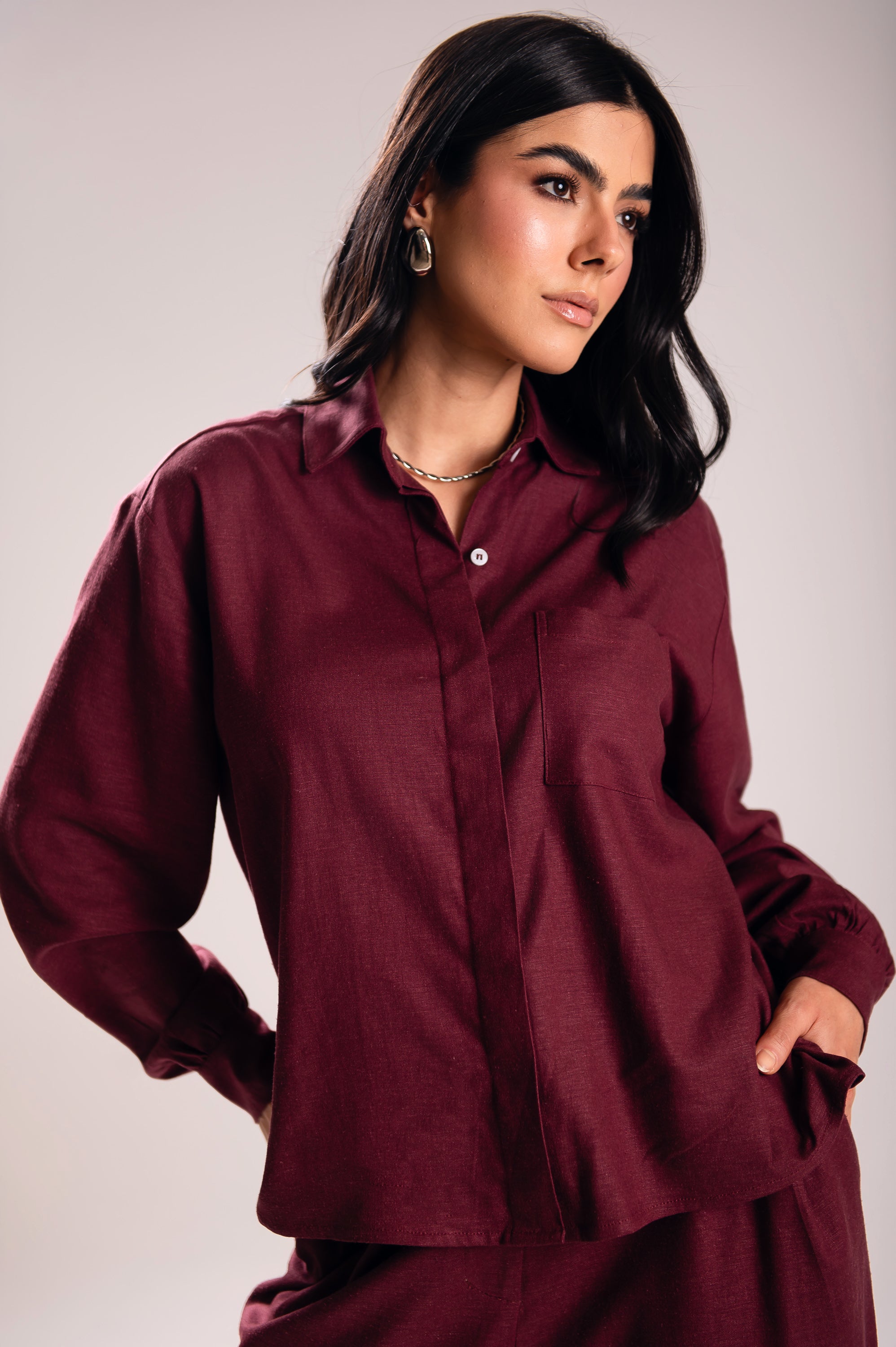 Camisa Linho Lari Uva Saphir (Pré-Venda)