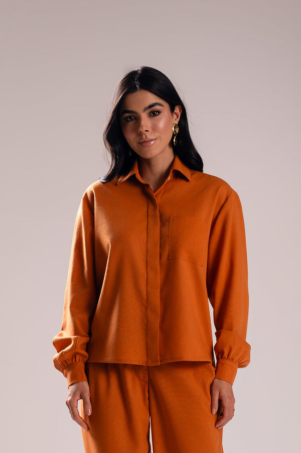 Camisa Linho Lari Caramelo Saphir (Pré-Venda)