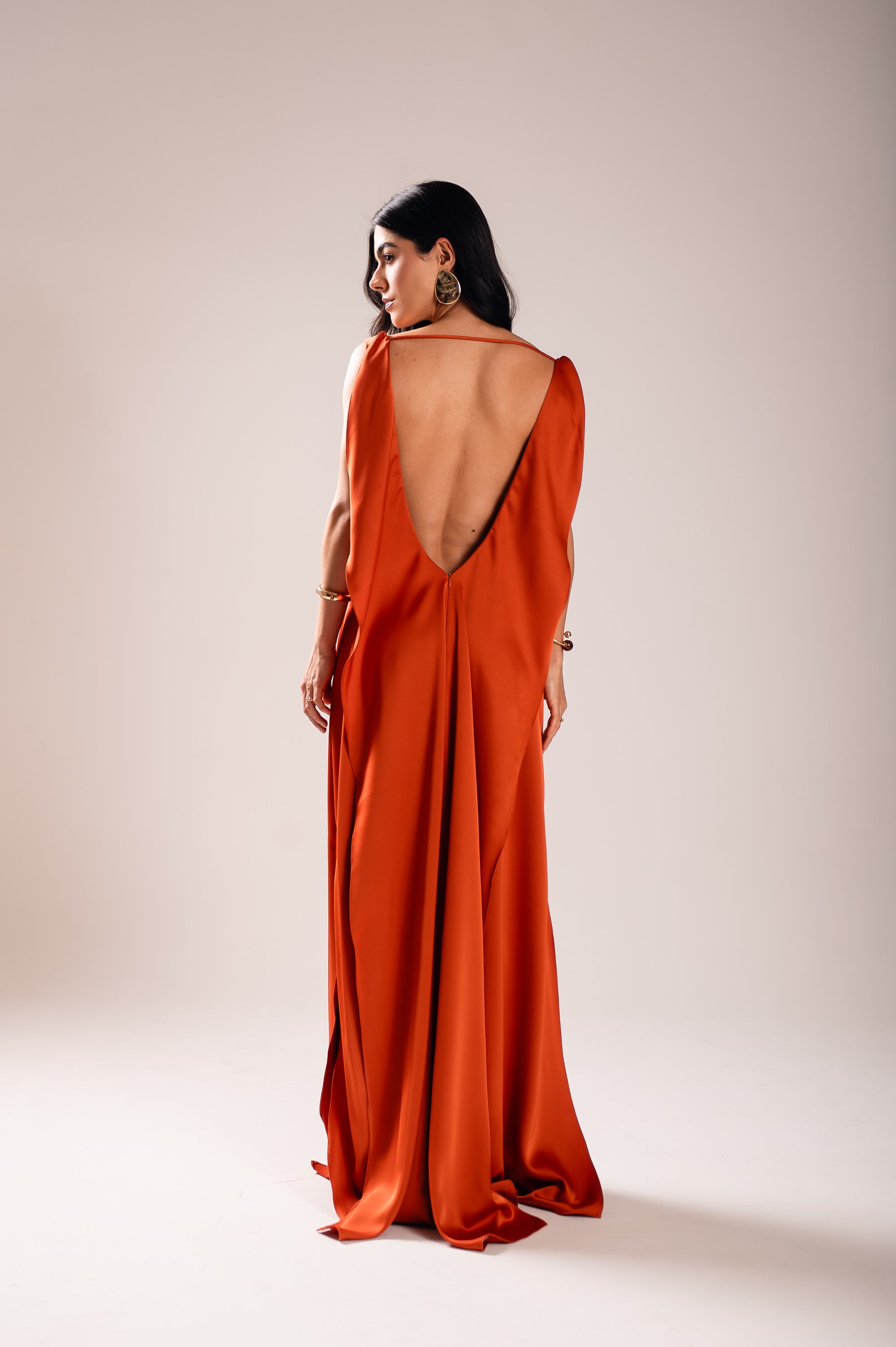 Vestido Longo Alfaiataria Gabrielle Terracota Saphir
