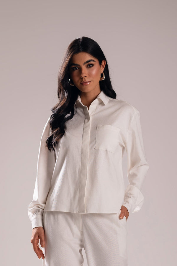 Camisa Linho Lari Off White Saphir (Pré-Venda)