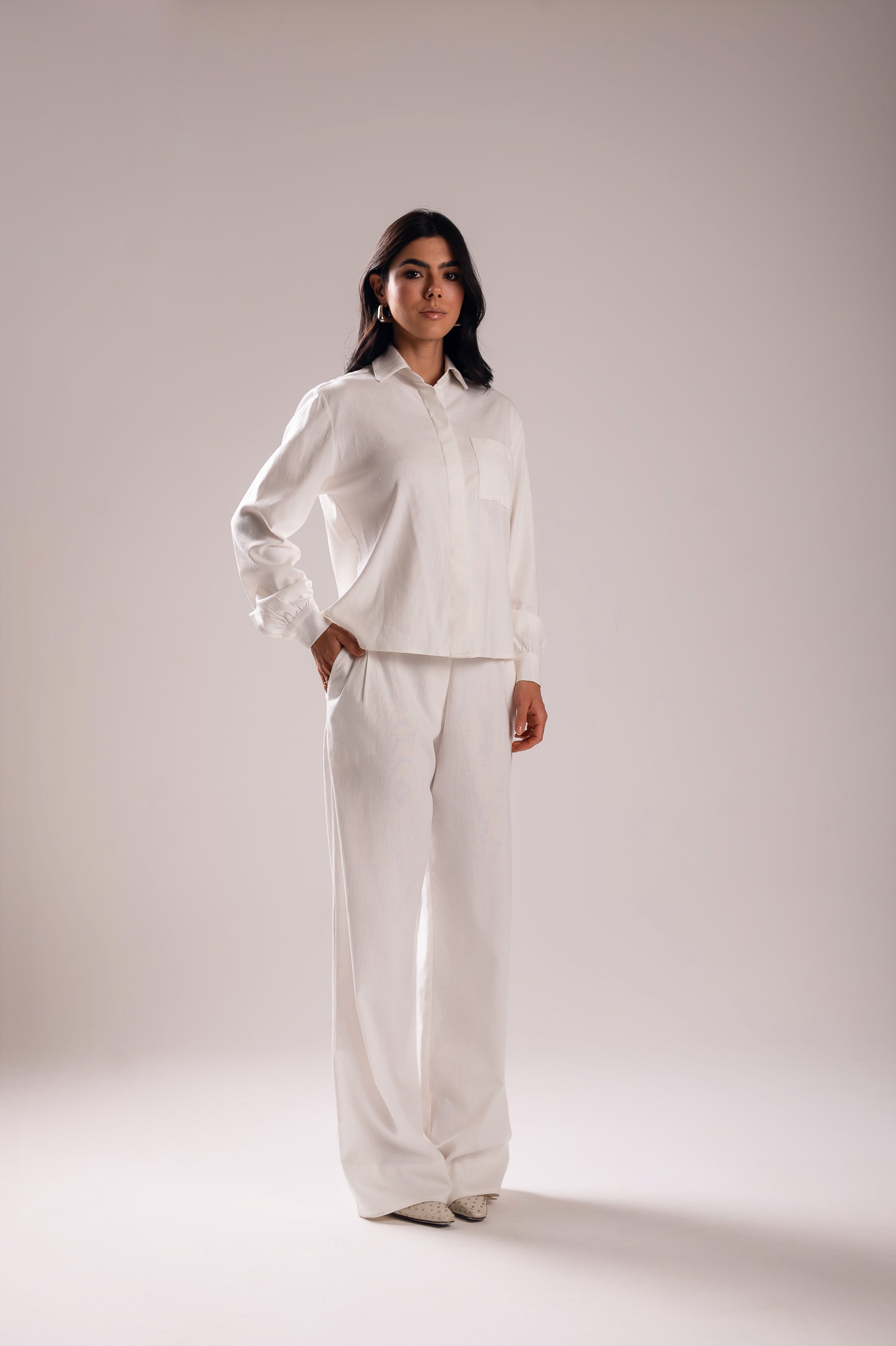 Camisa Linho Lari Off White Saphir (Pré-Venda)