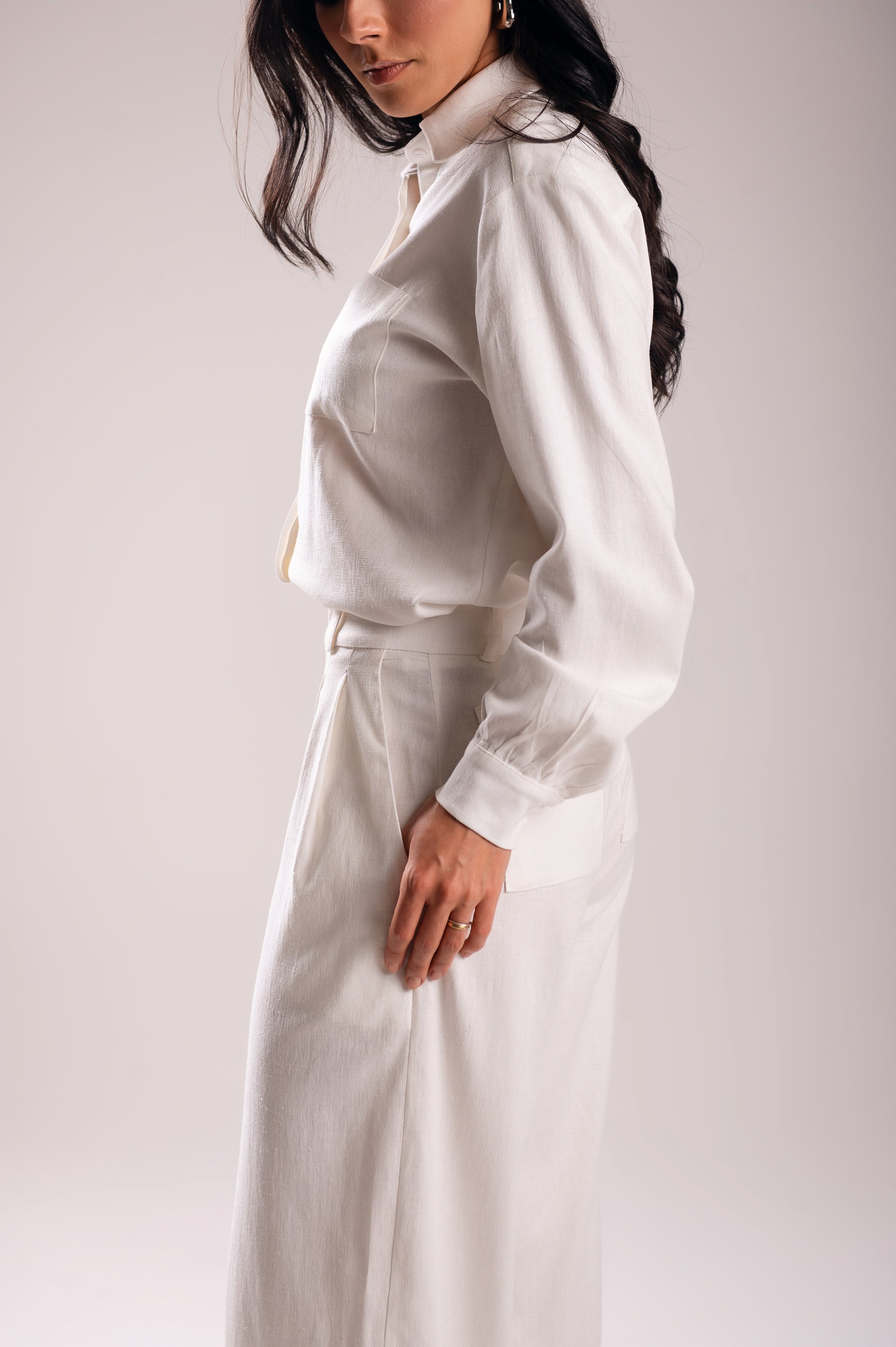 Camisa Linho Lari Off White Saphir (Pré-Venda)