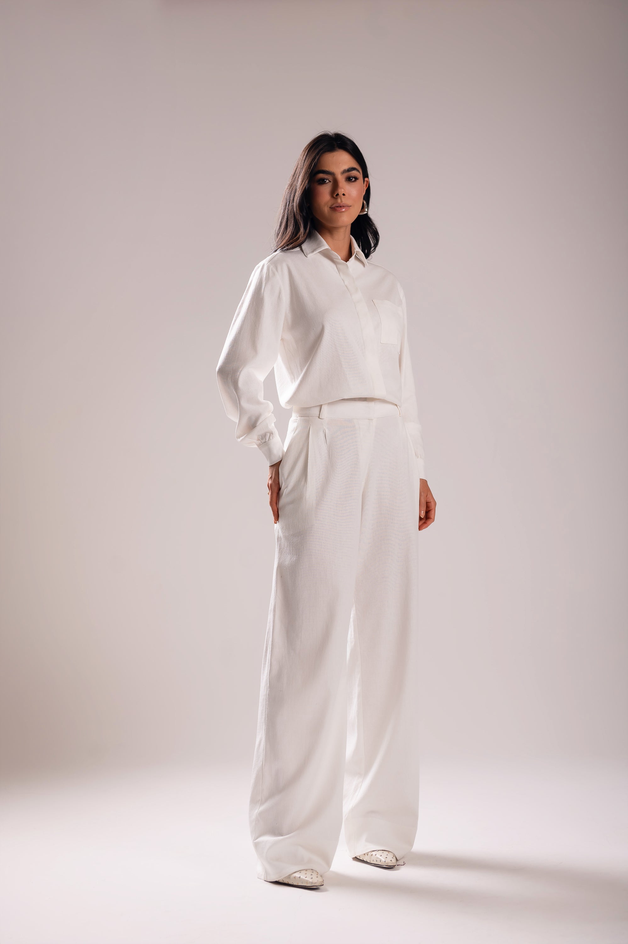 Camisa Linho Lari Off White Saphir (Pré-Venda)