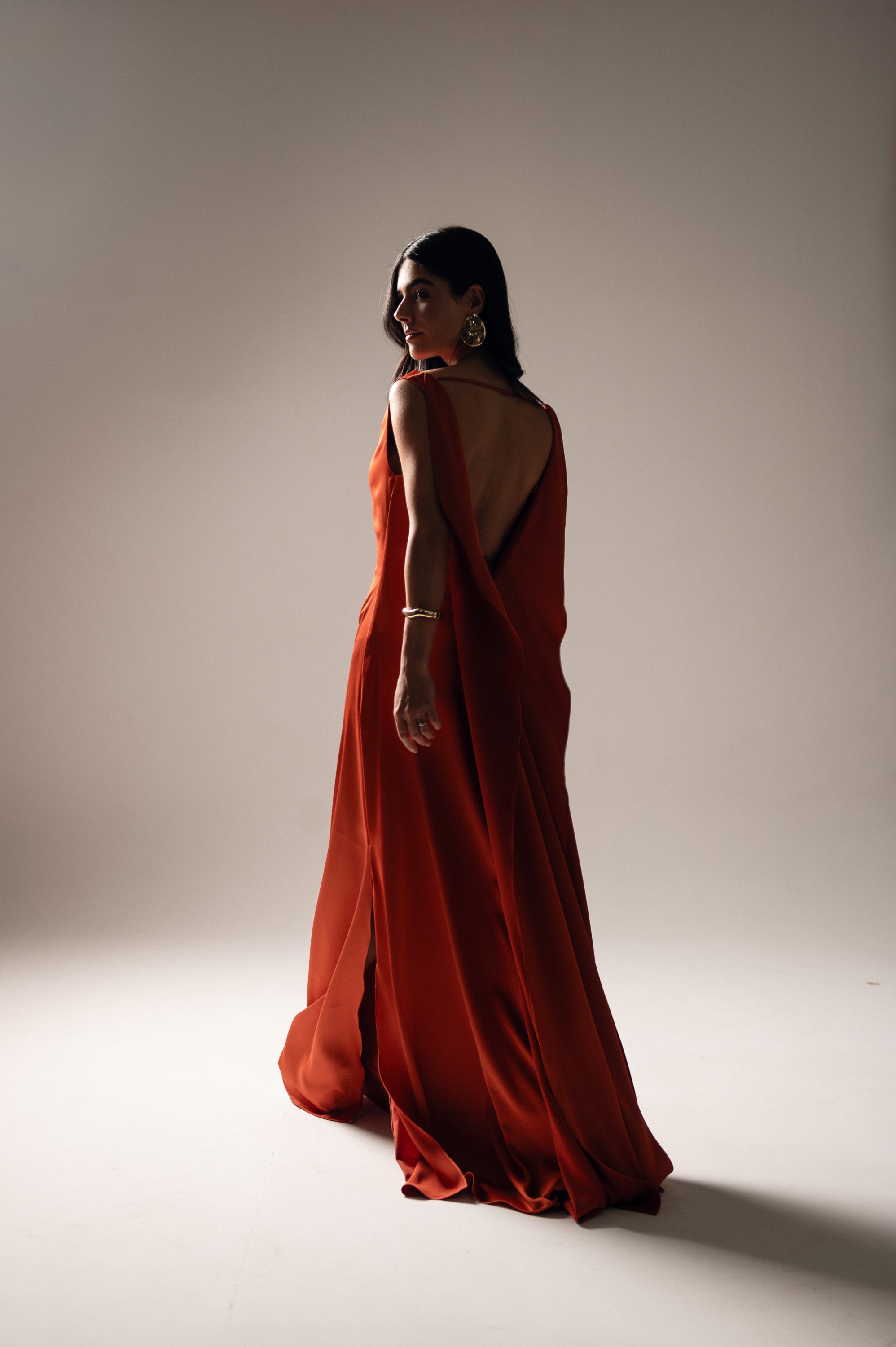 Vestido Longo Alfaiataria Gabrielle Terracota Saphir