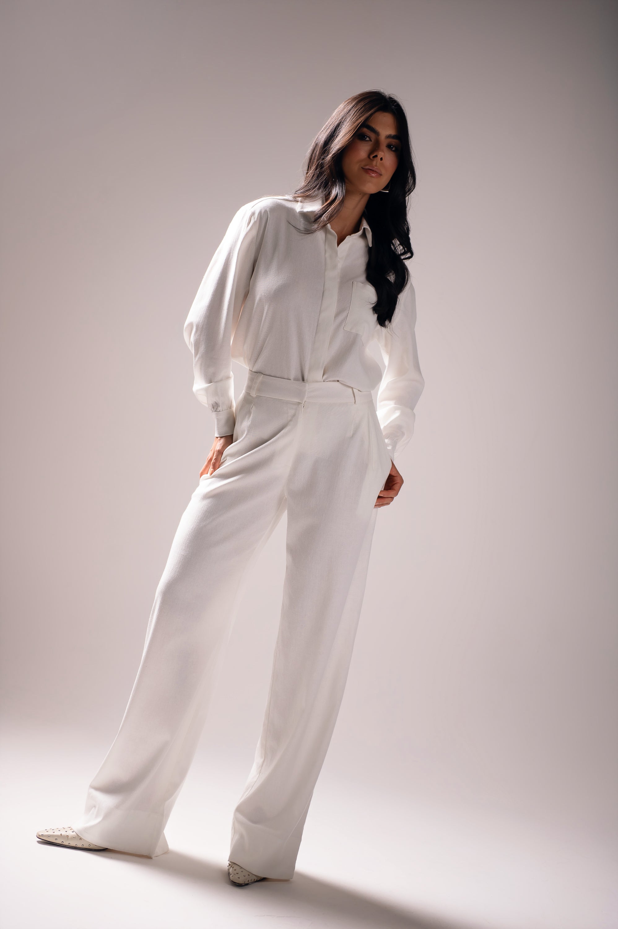 Camisa Linho Lari Off White Saphir (Pré-Venda)