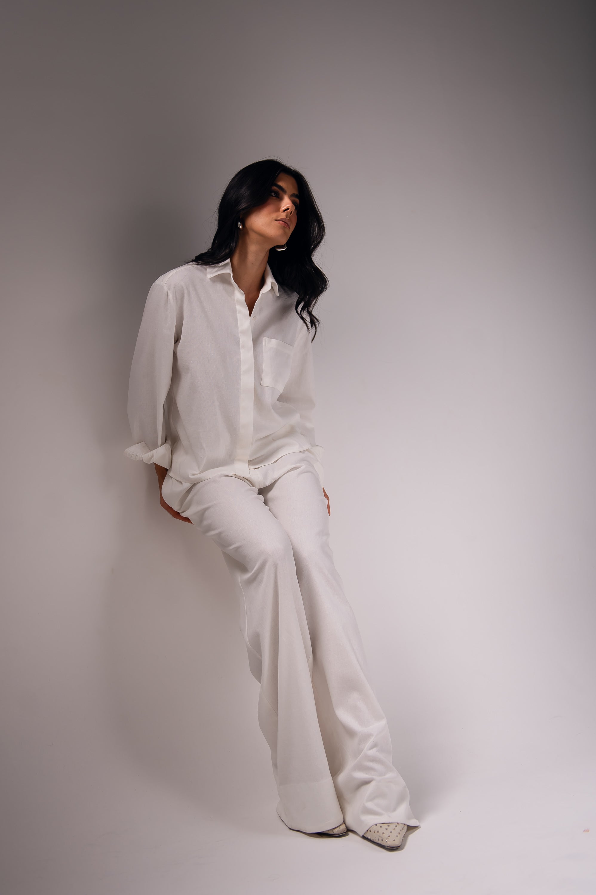 Camisa Linho Lari Off White Saphir (Pré-Venda)