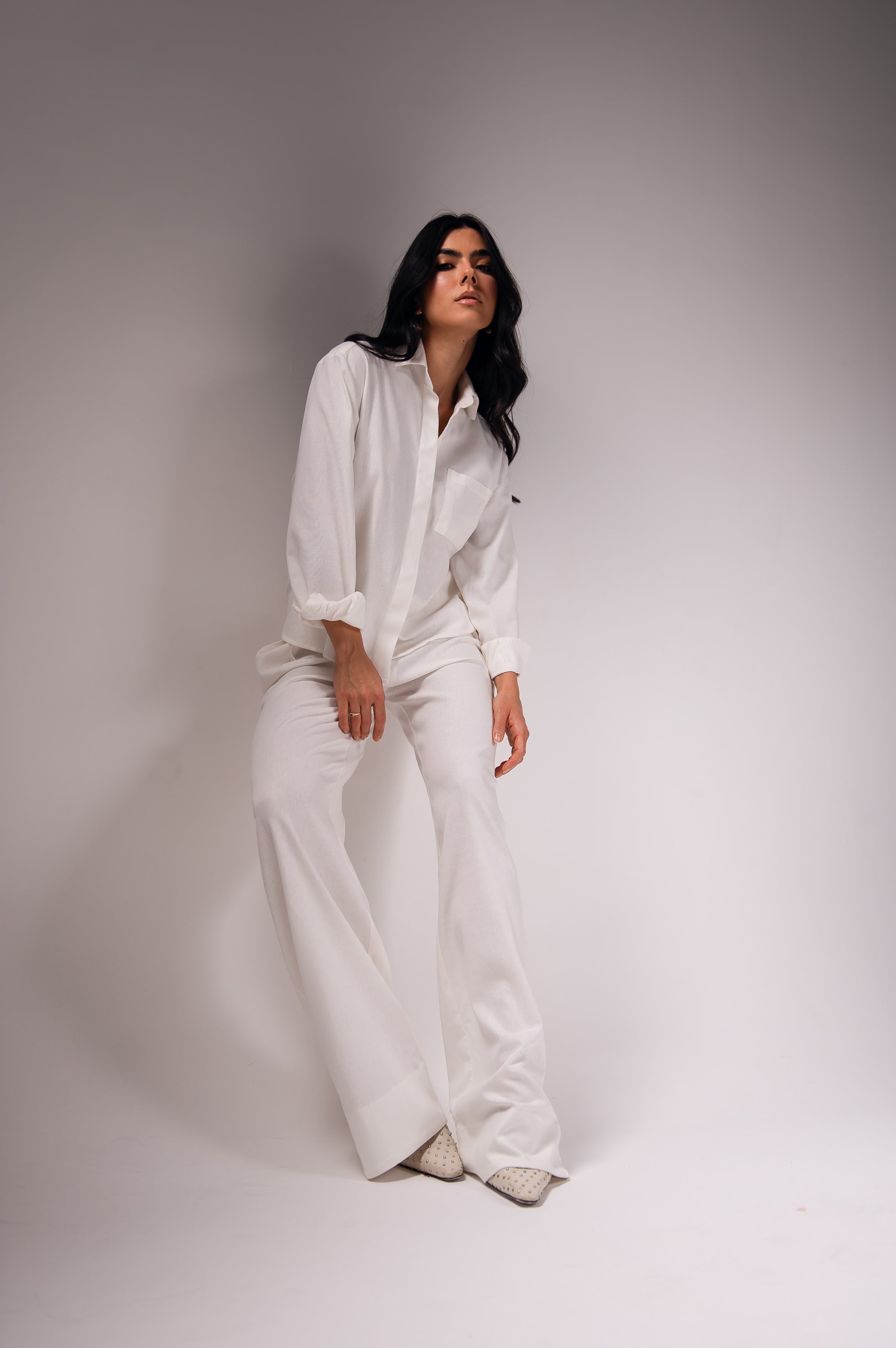 Camisa Linho Lari Off White Saphir (Pré-Venda)